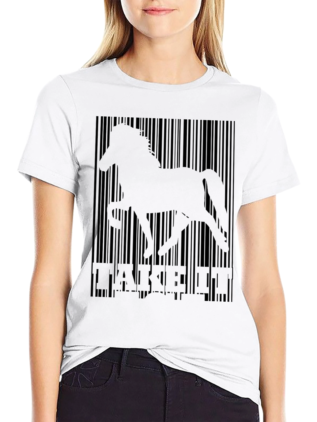 Black Barcode Horse Graphic Tee - Take It