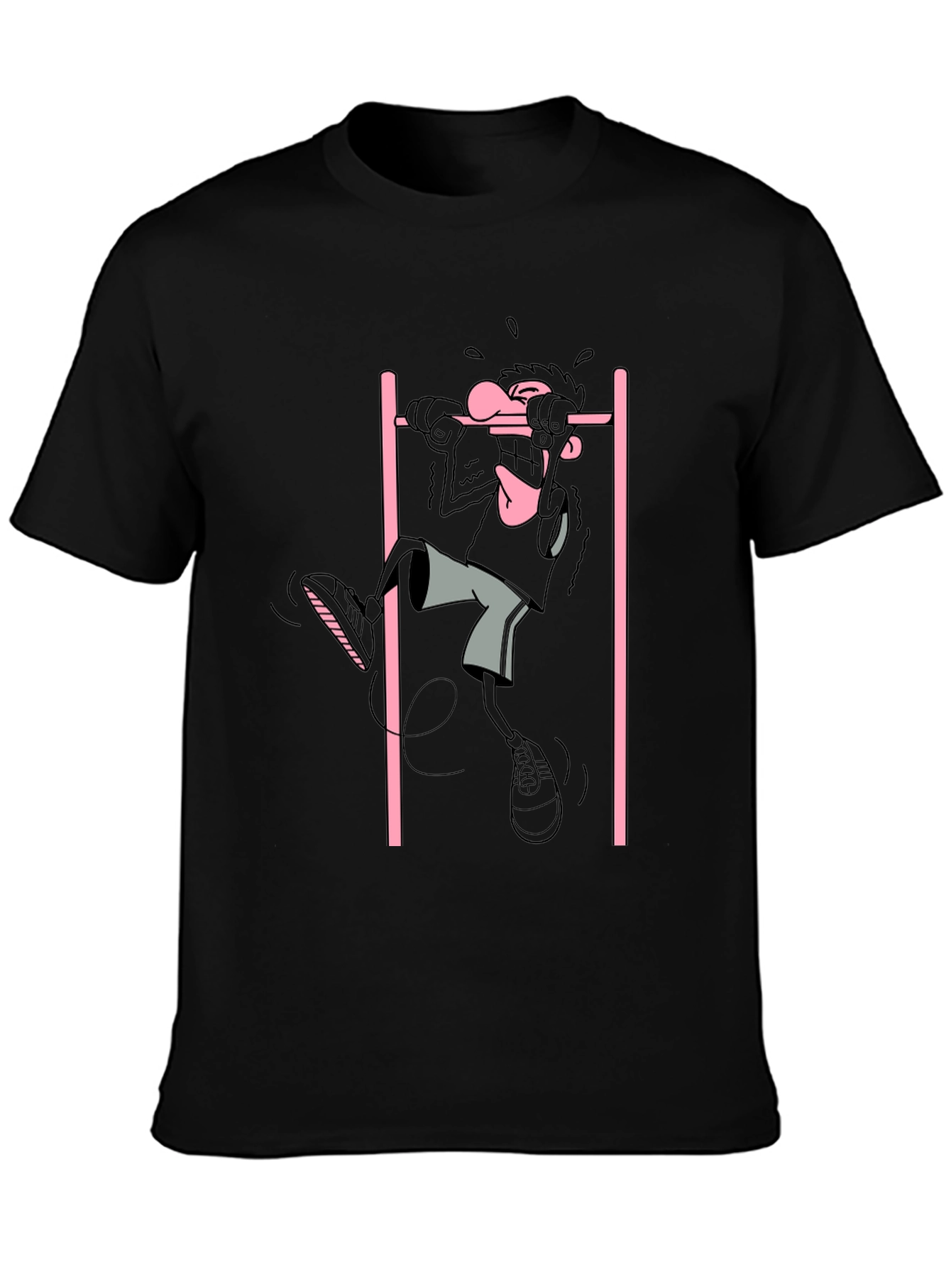 Cartoon Gymnast Graphic Black T-Shirt