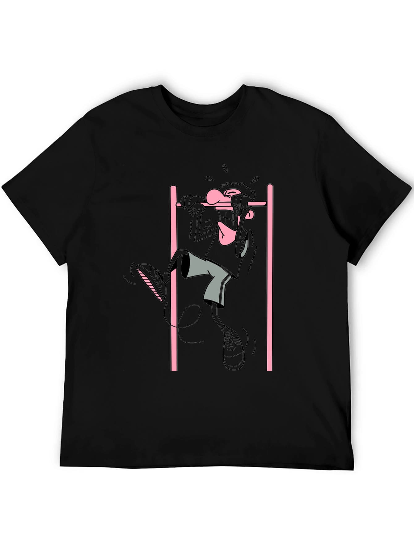 Cartoon Gymnast Graphic Black T-Shirt