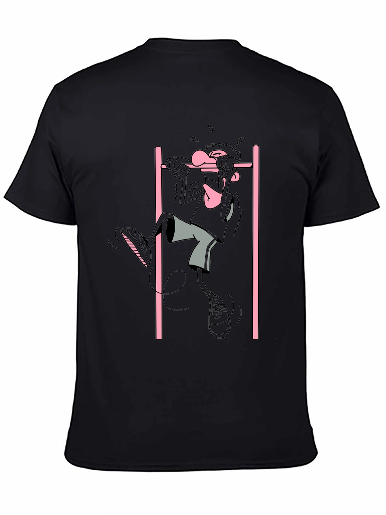 Cartoon Gymnast Graphic Black T-Shirt