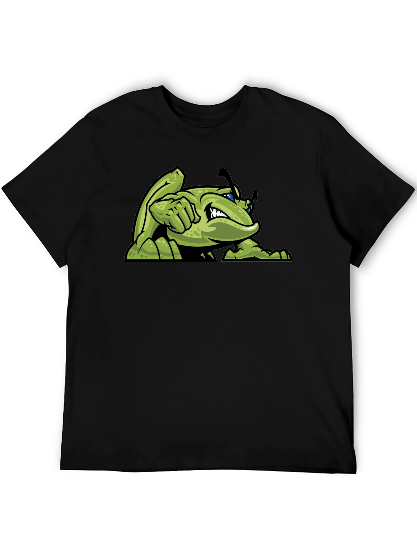 Green Angry Bug Graphic Tee - Mens Black T-Shirt