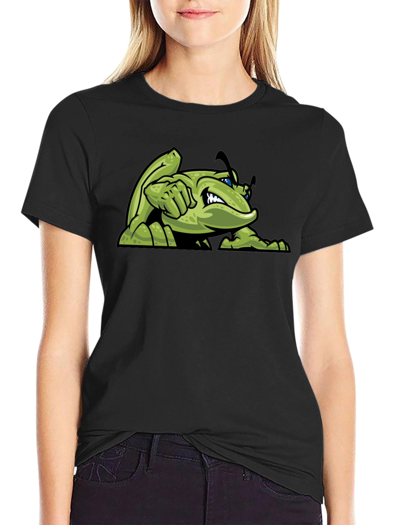 Green Angry Bug Graphic Tee - Mens Black T-Shirt