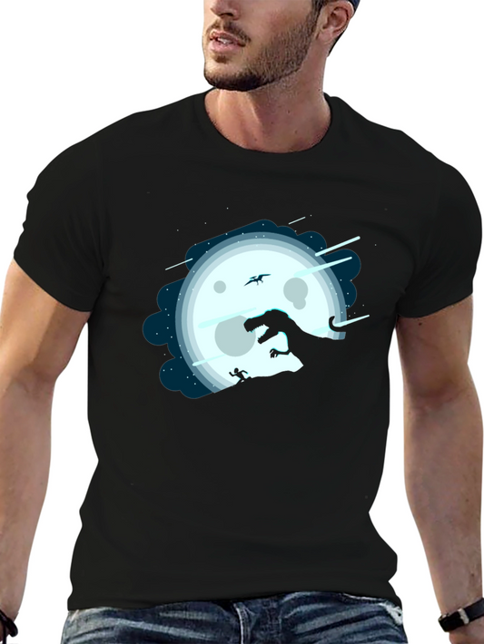 Dino Moon Silhouette Tee - Unique Graphic Print Shirt