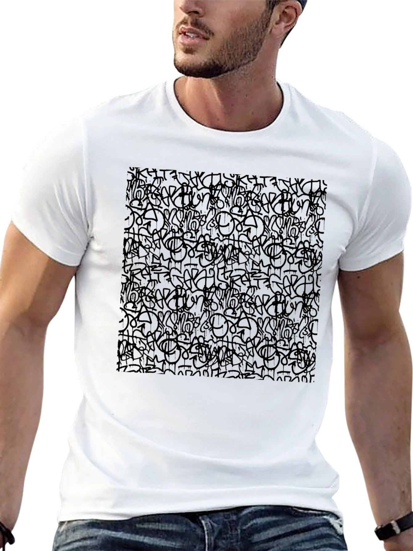 Abstract Graffiti Black T-Shirt