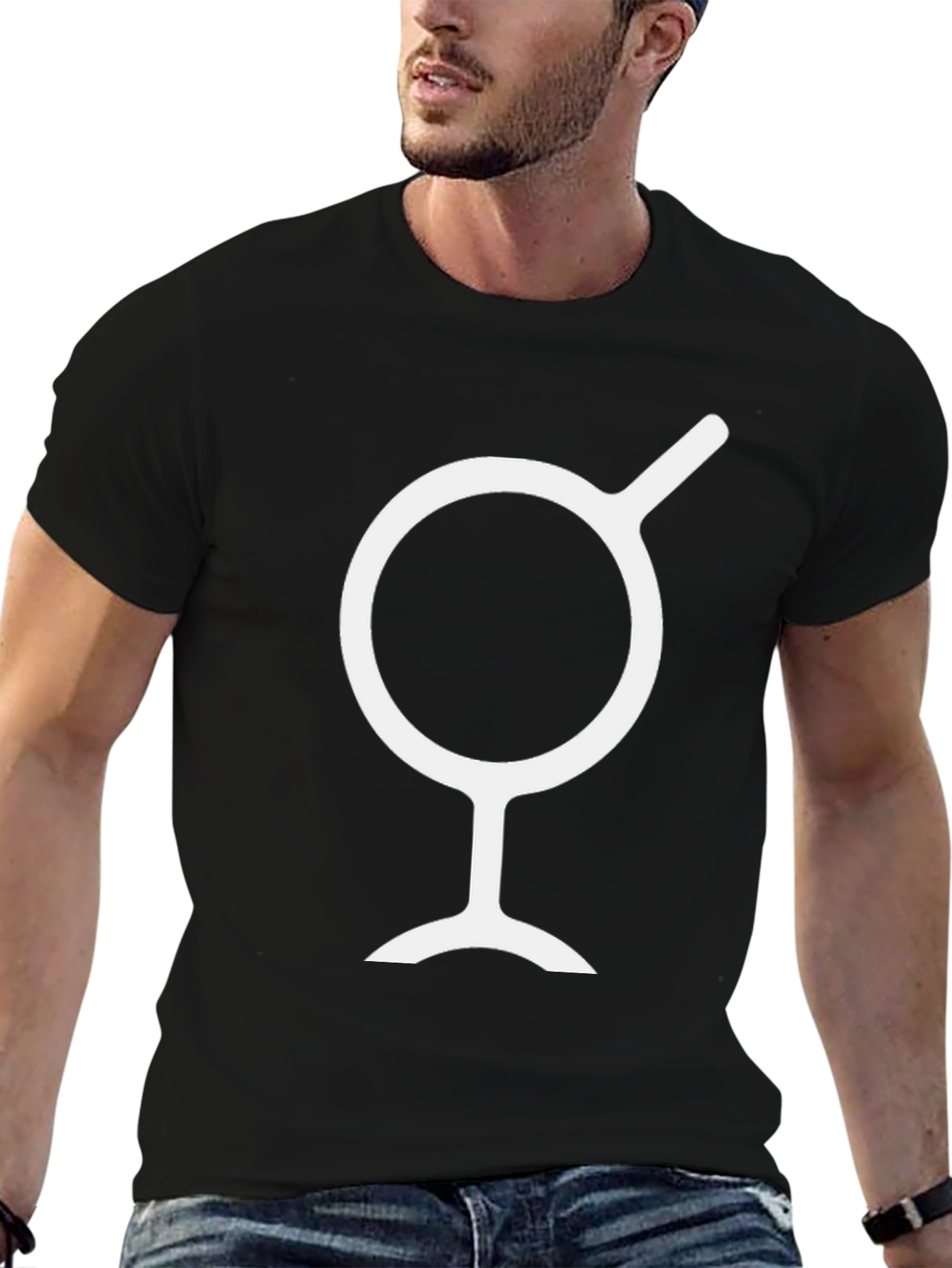 Minimalist Black T-Shirt with White Symbol