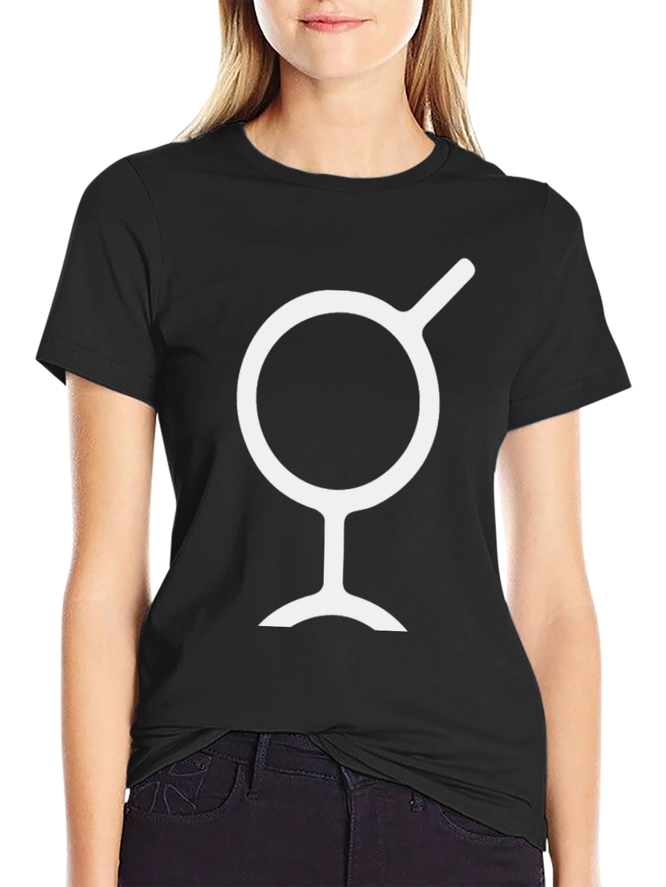 Minimalist Black T-Shirt with White Symbol