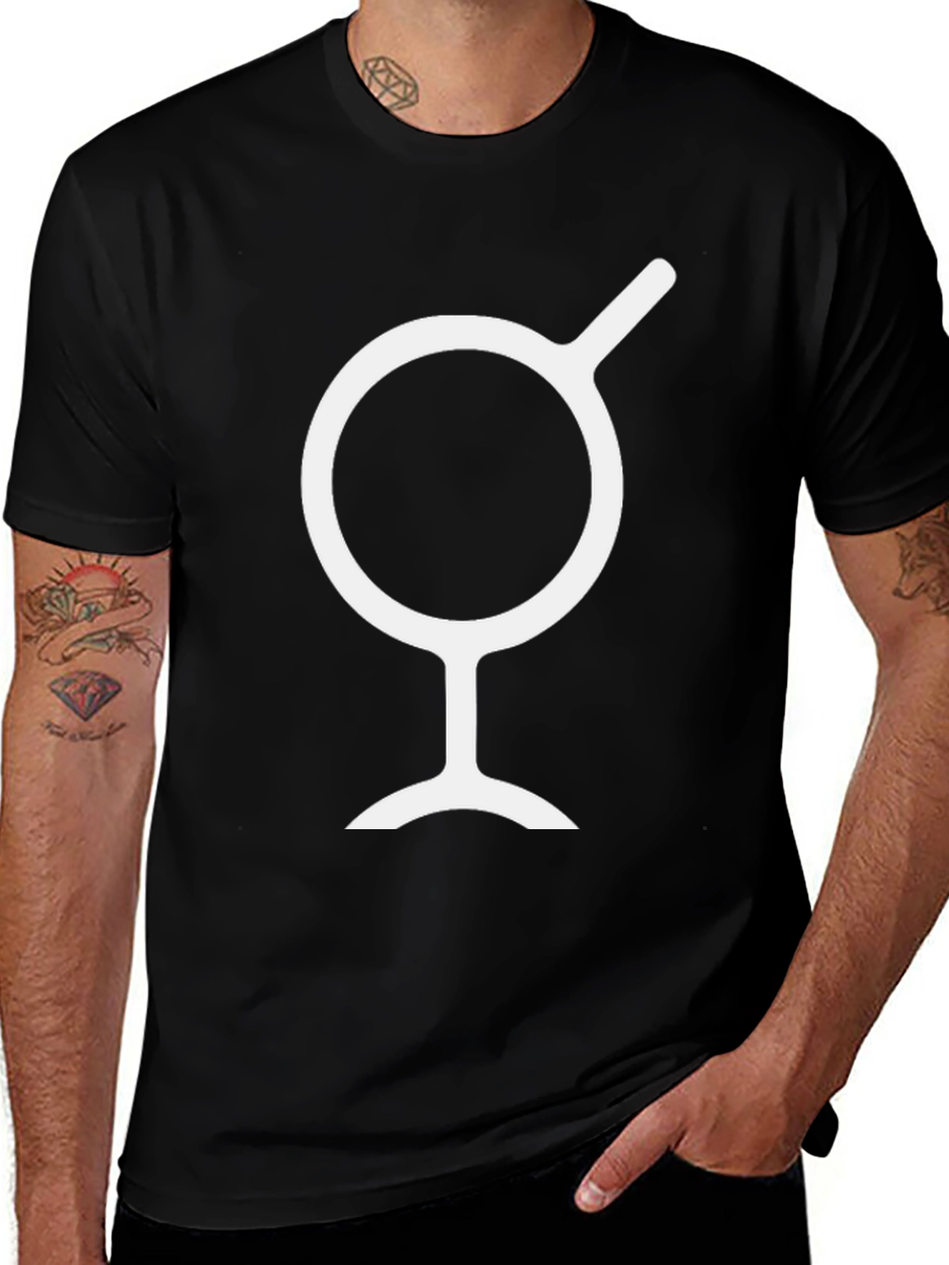 Minimalist Black T-Shirt with White Symbol
