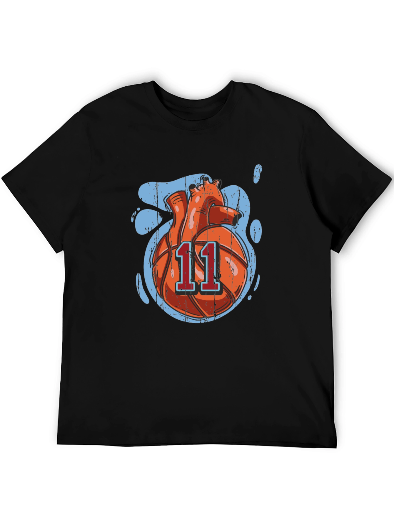Basketball Heart Graphic Tee - Black Cotton