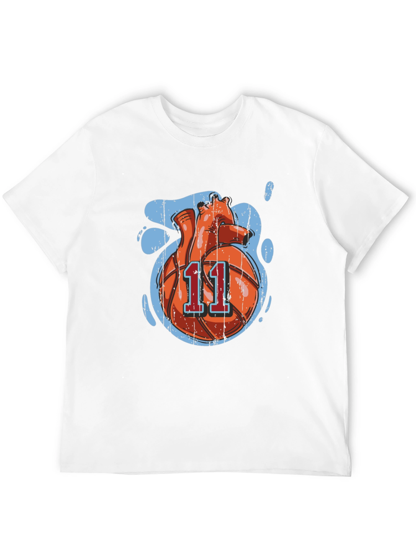 Basketball Heart Graphic Tee - Black Cotton