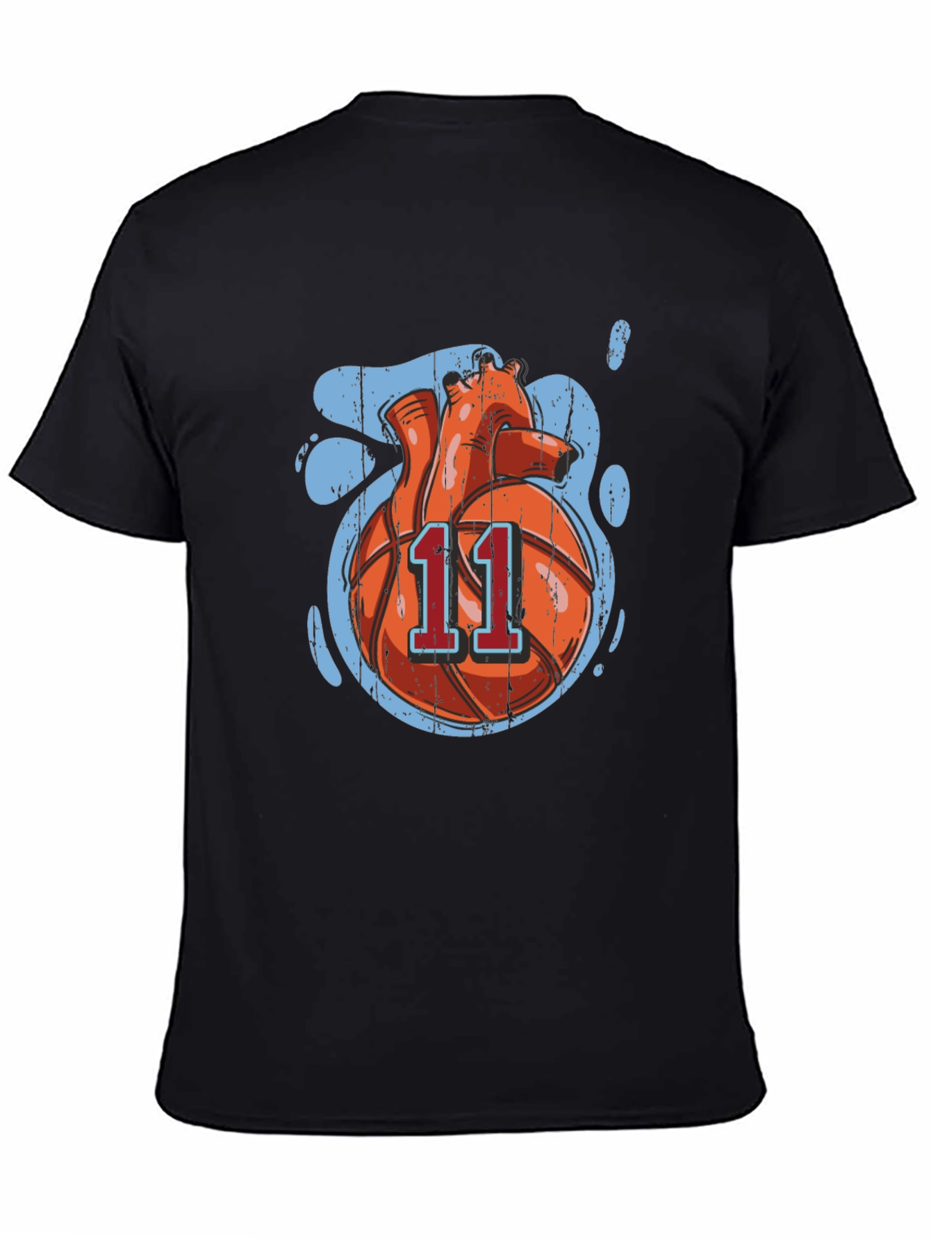 Basketball Heart Graphic Tee - Black Cotton