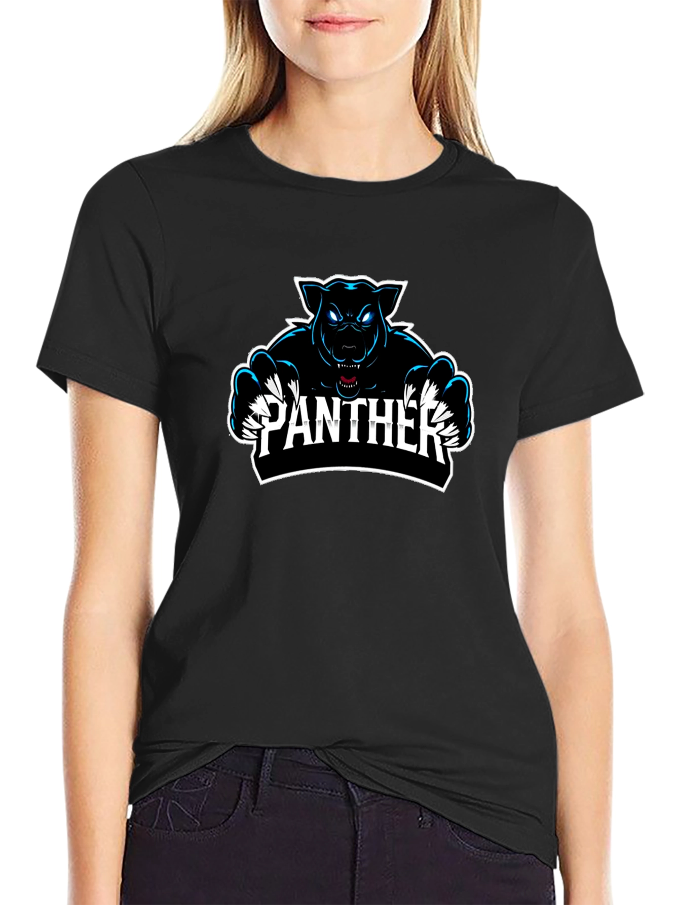 Panther Graphic Print Black T-Shirt
