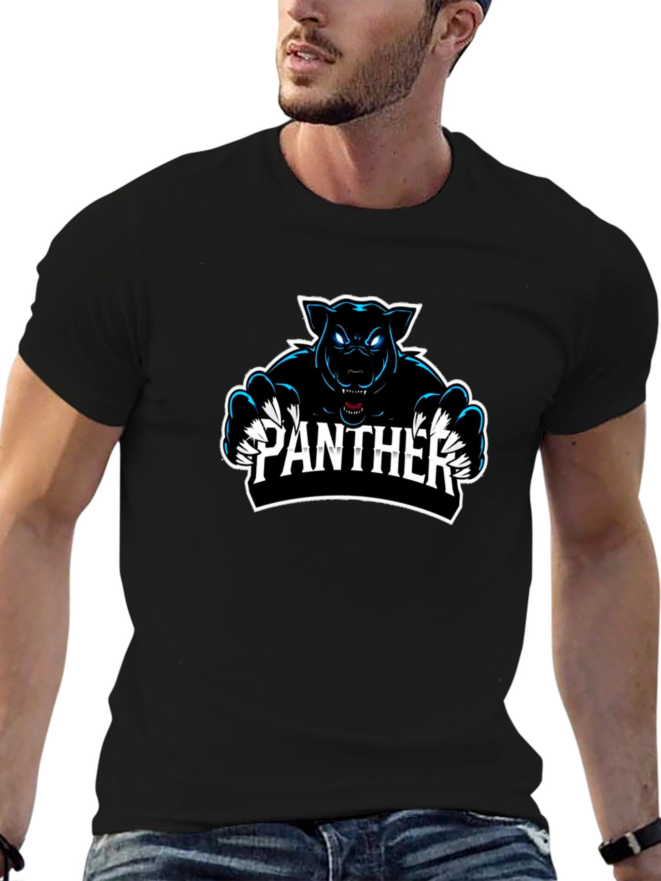 Panther Graphic Print Black T-Shirt