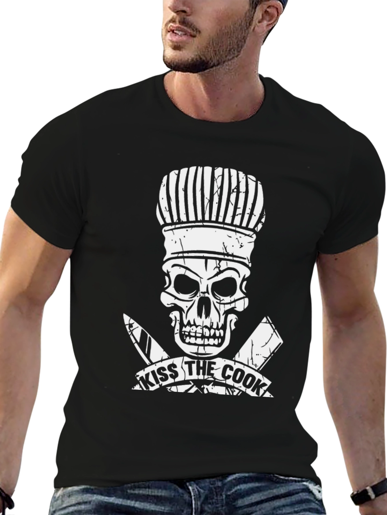 Kiss the Cook Skull Chef T-Shirt