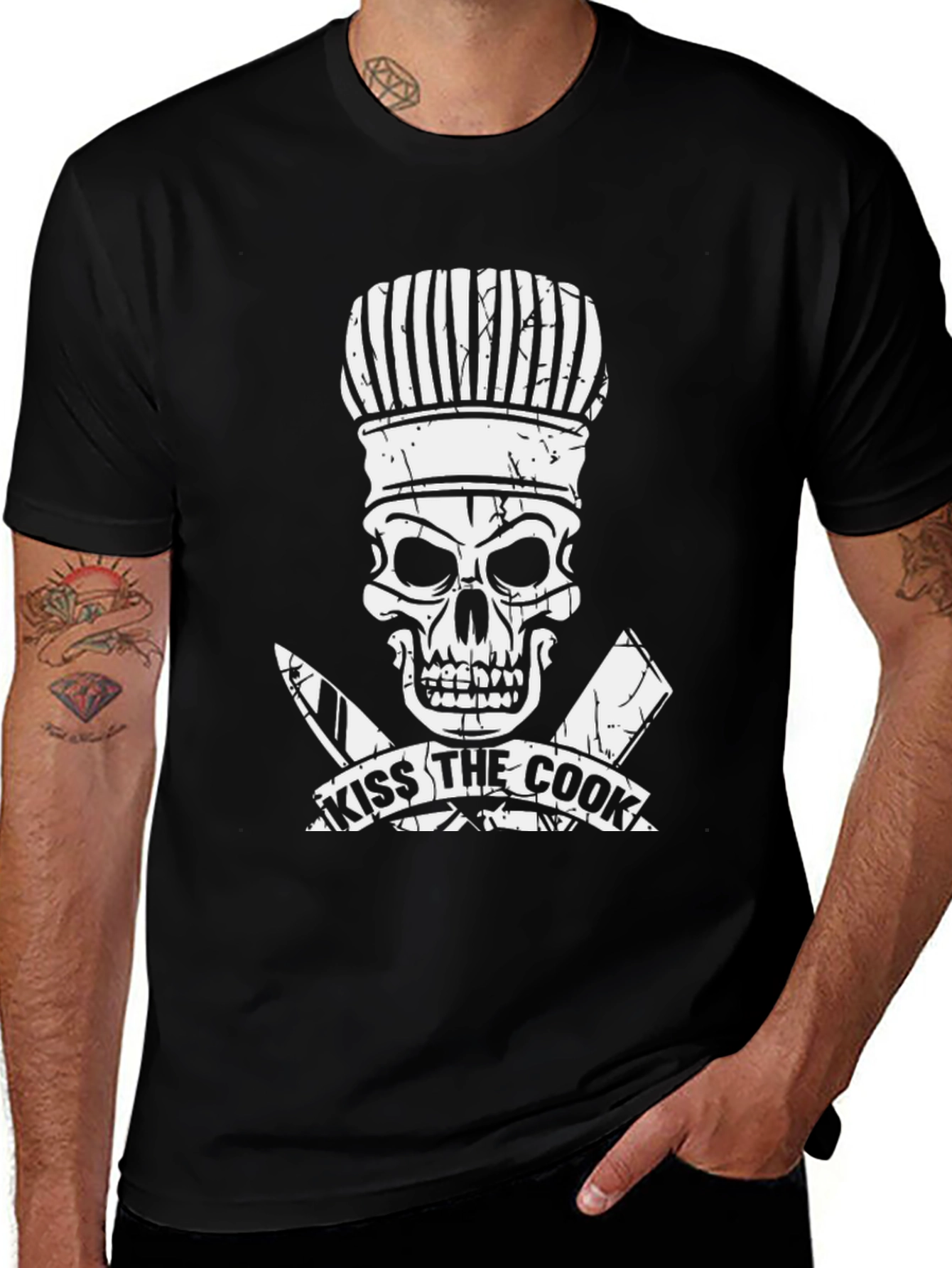 Kiss the Cook Skull Chef T-Shirt