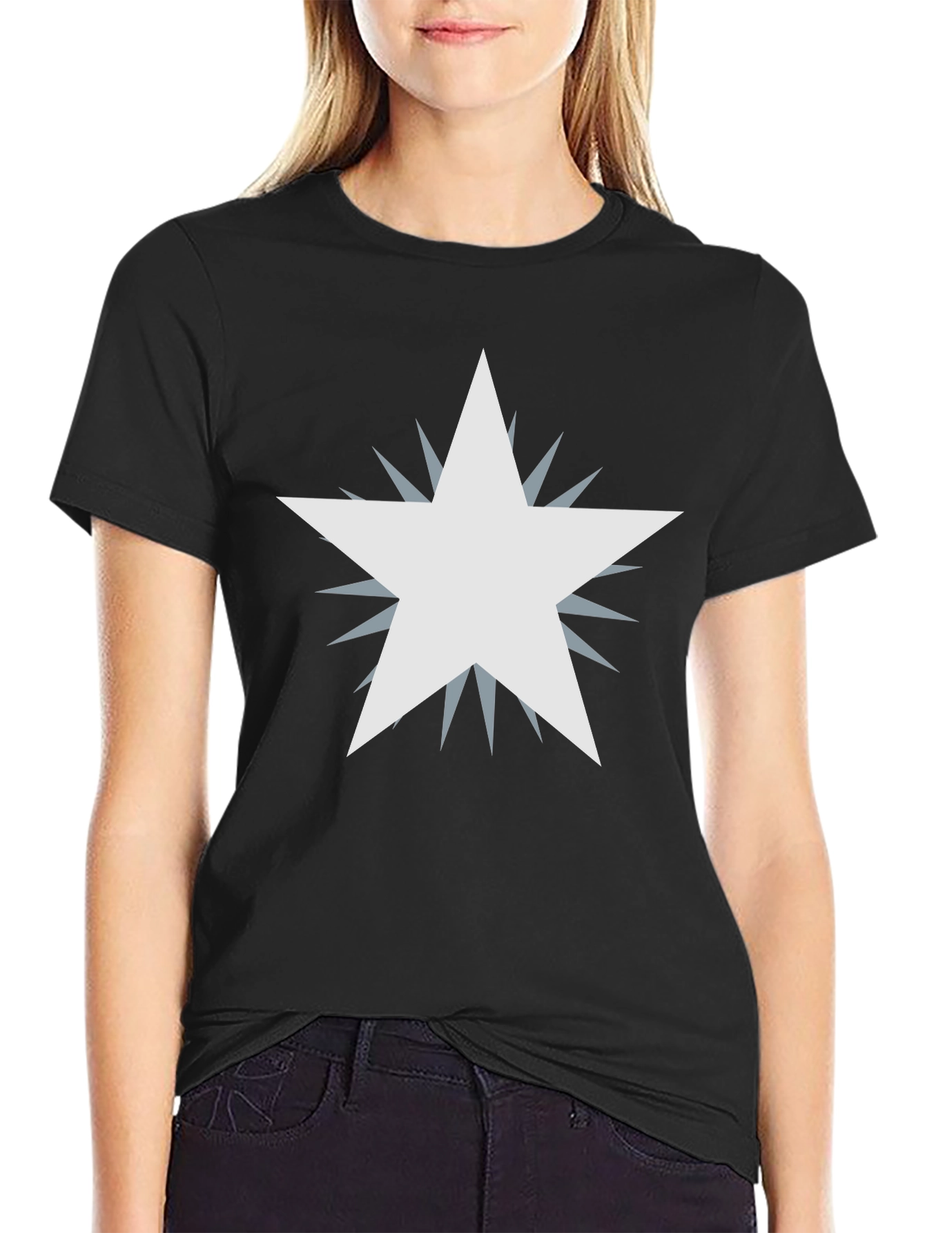Mens Black Graphic Tee - Starburst Design