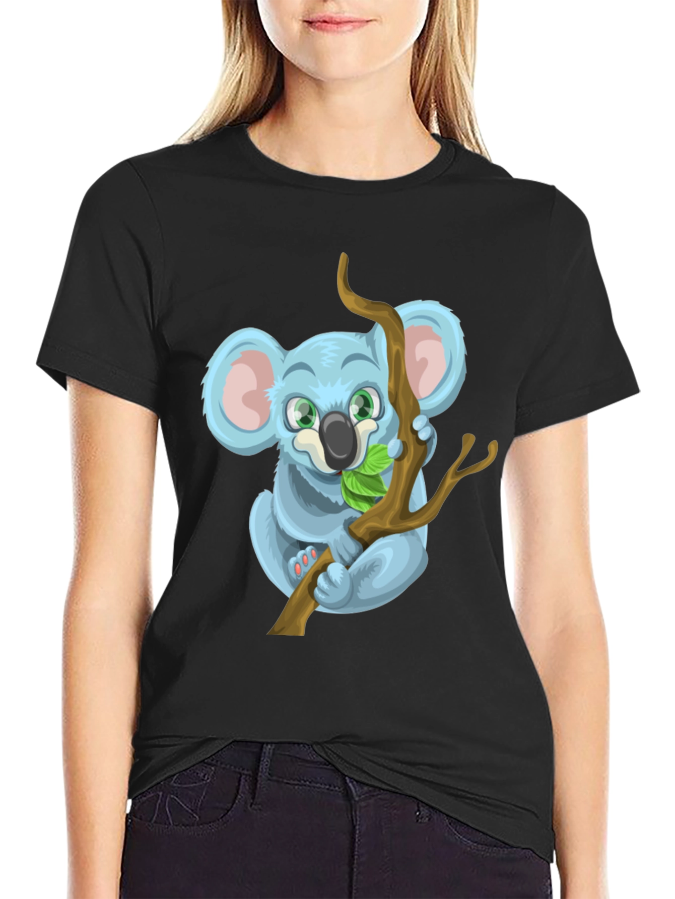 Cute Koala Bear Graphic Tee - Black T-Shirt