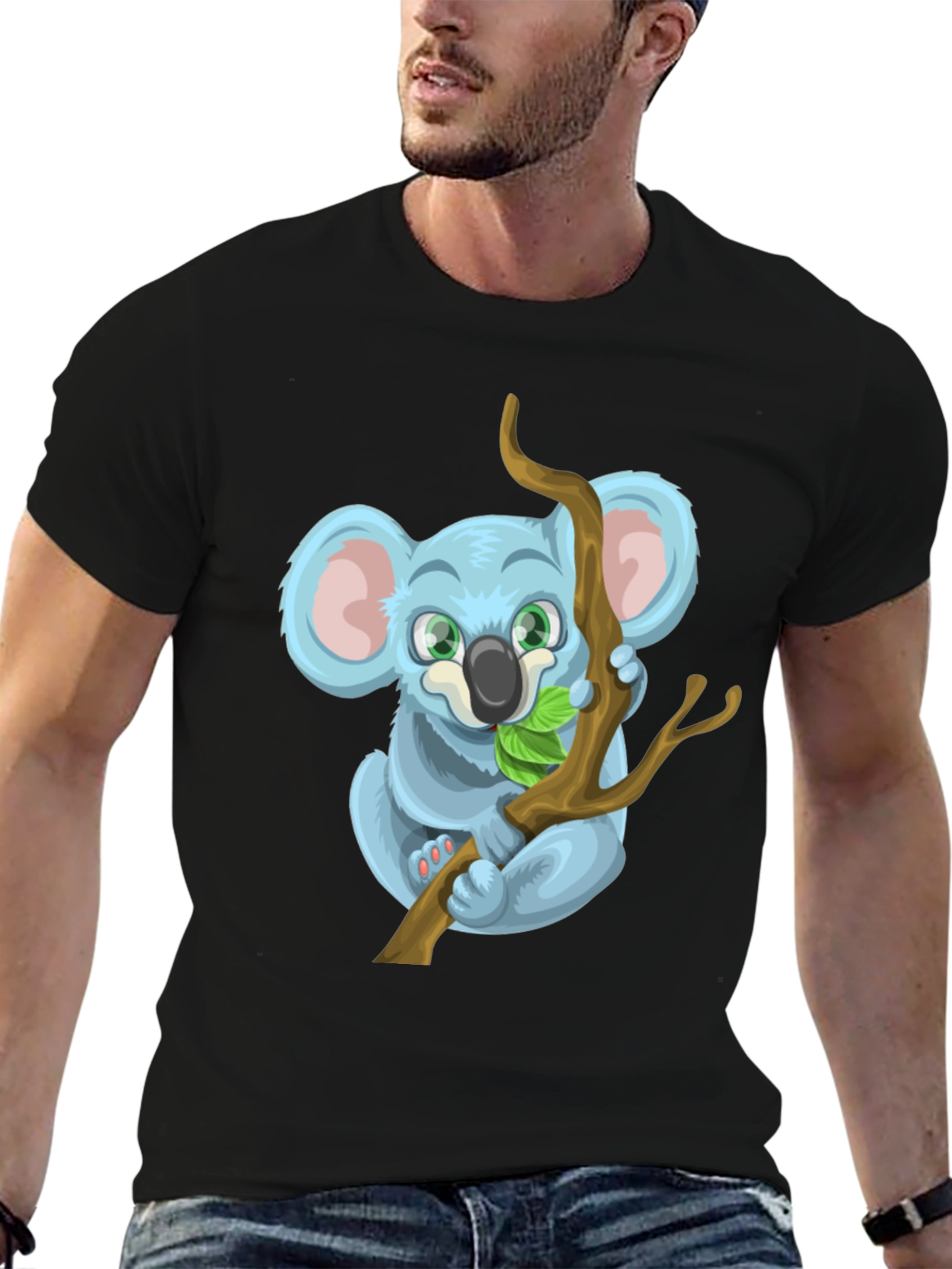 Cute Koala Bear Graphic Tee - Black T-Shirt