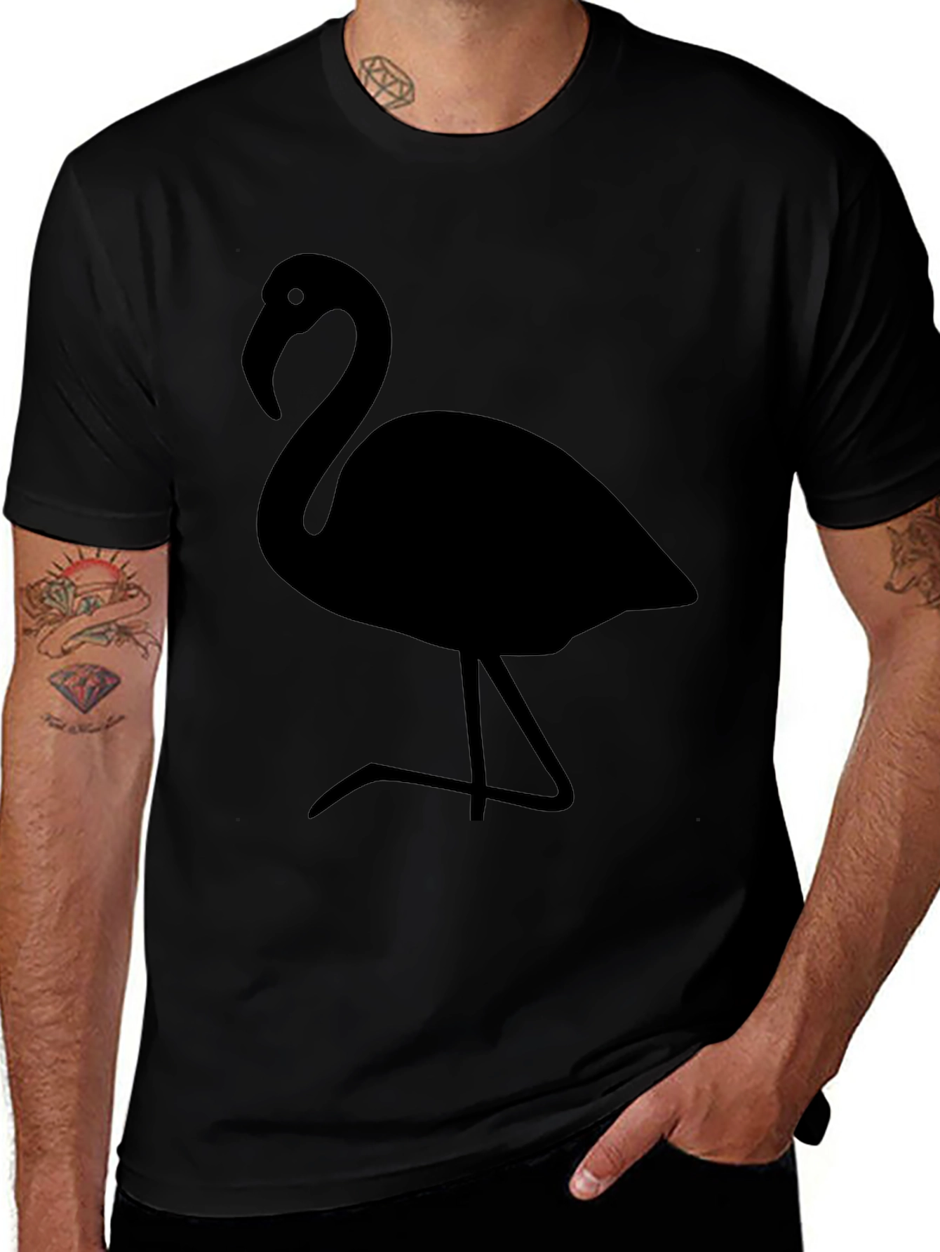 Flamingo Graphic Tee - Stylish Black T-Shirt