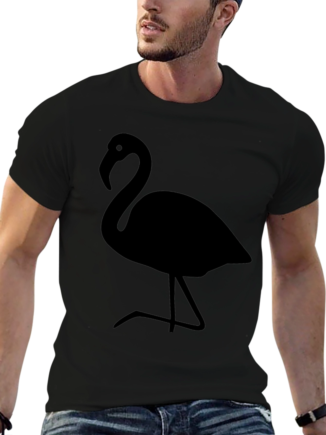 Flamingo Graphic Tee - Stylish Black T-Shirt