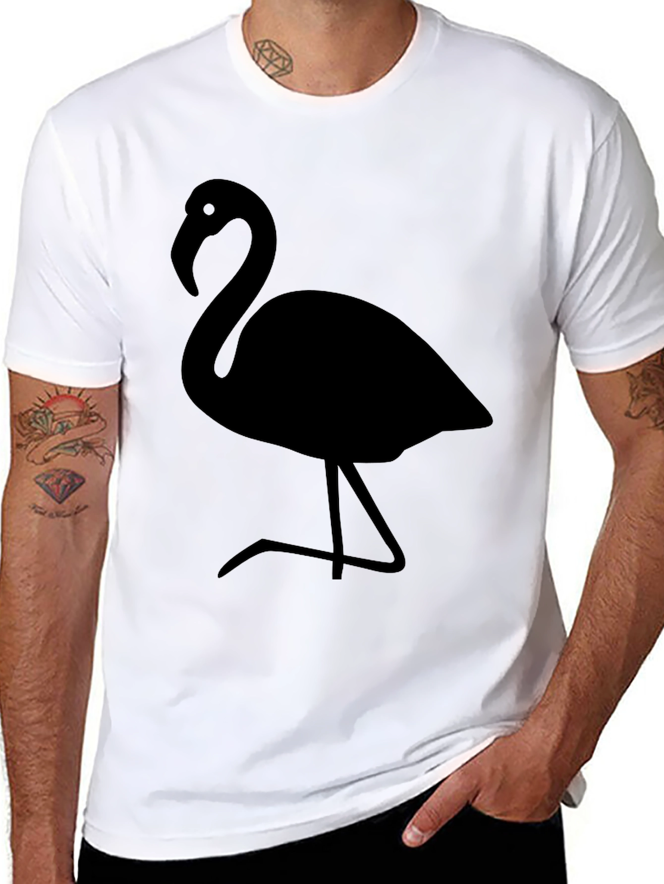 Flamingo Graphic Tee - Stylish Black T-Shirt