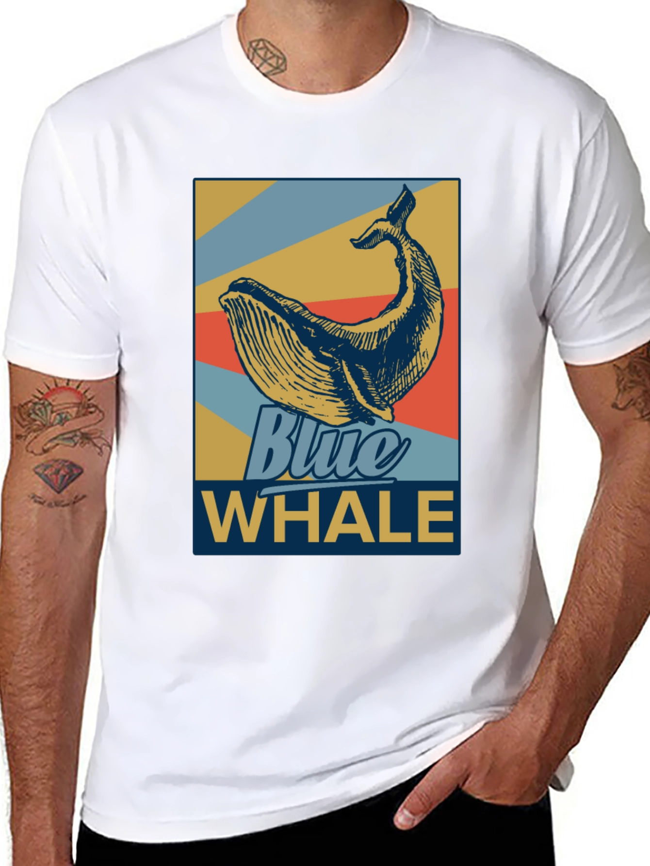 Blue Whale Graphic Tee - Retro Style