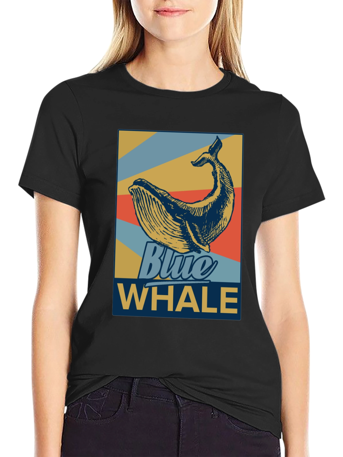 Blue Whale Graphic Tee - Retro Style