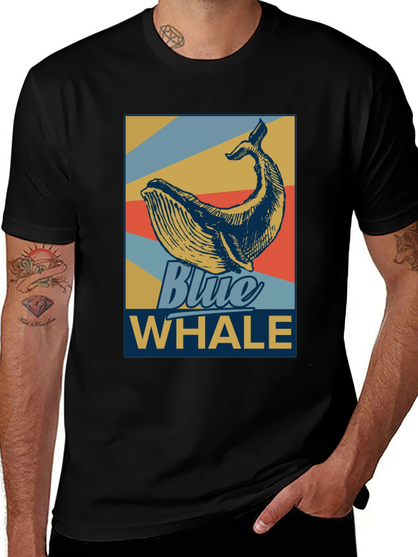 Blue Whale Graphic Tee - Retro Style