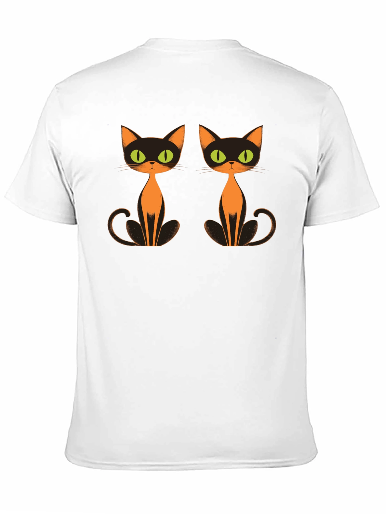 Retro Halloween Cat T-Shirt Black Crew Neck Tee