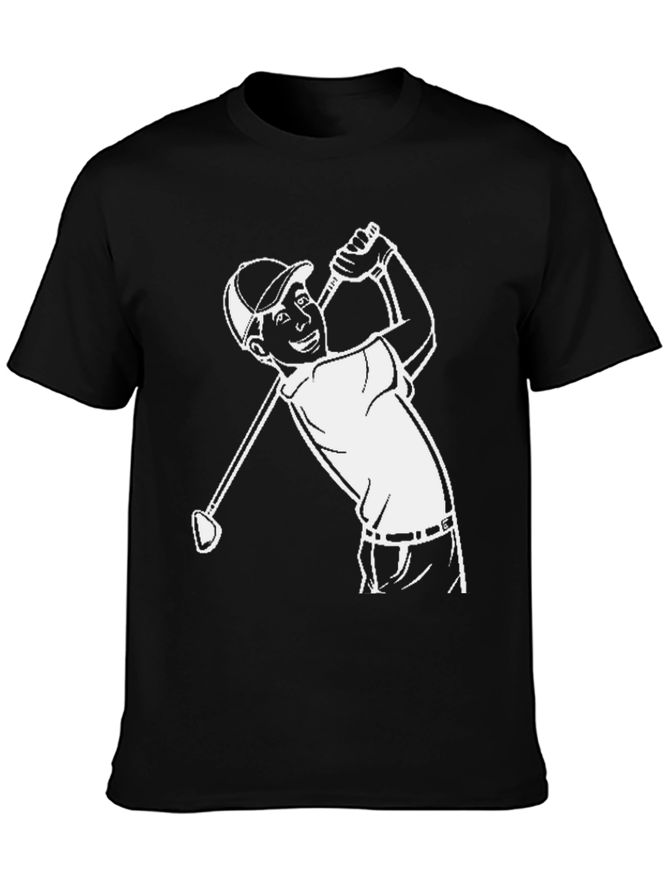Golf Swing Graphic Tee - Black Cotton T-Shirt