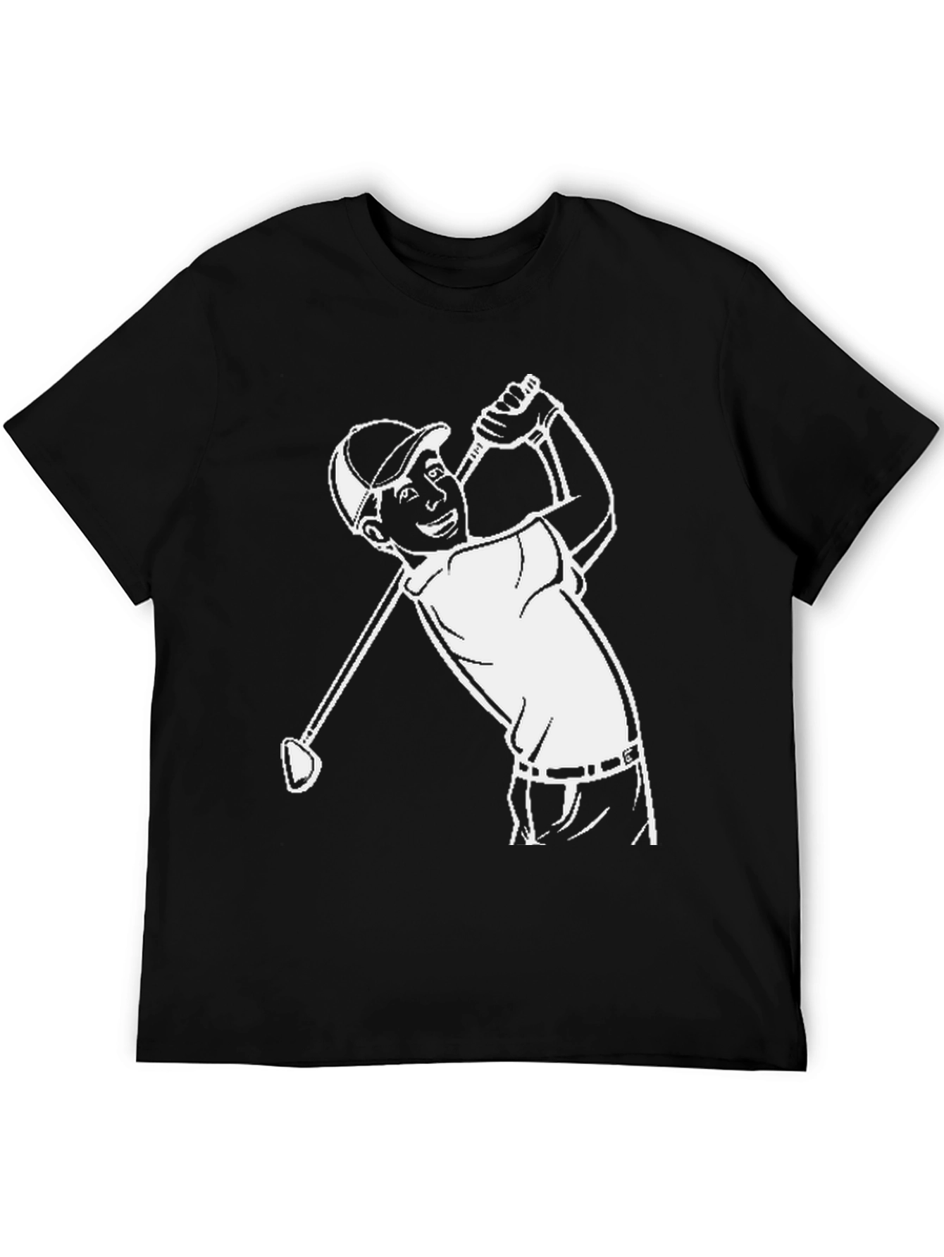 Golf Swing Graphic Tee - Black Cotton T-Shirt