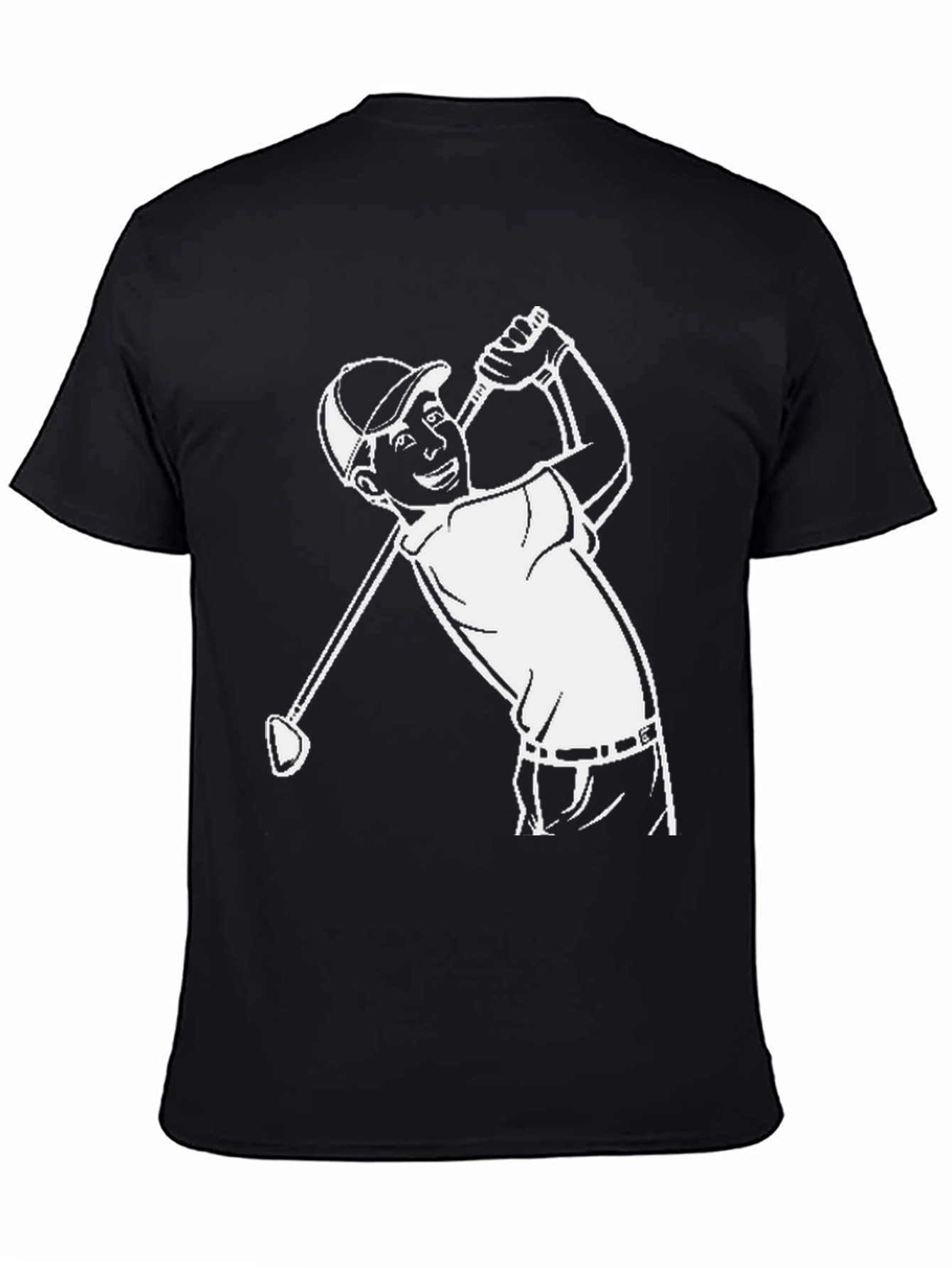 Golf Swing Graphic Tee - Black Cotton T-Shirt