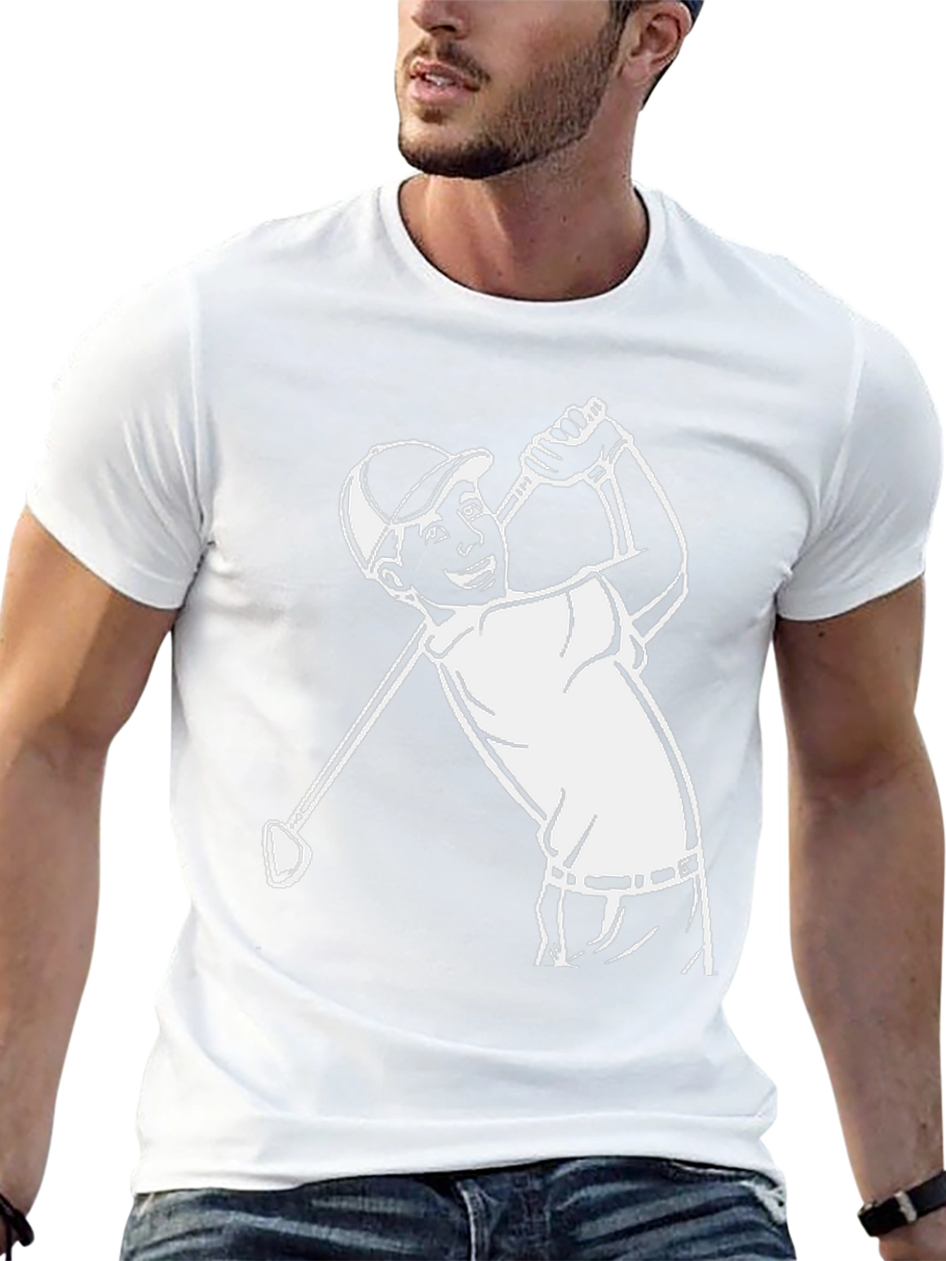 Golf Swing Graphic Tee - Black Cotton T-Shirt