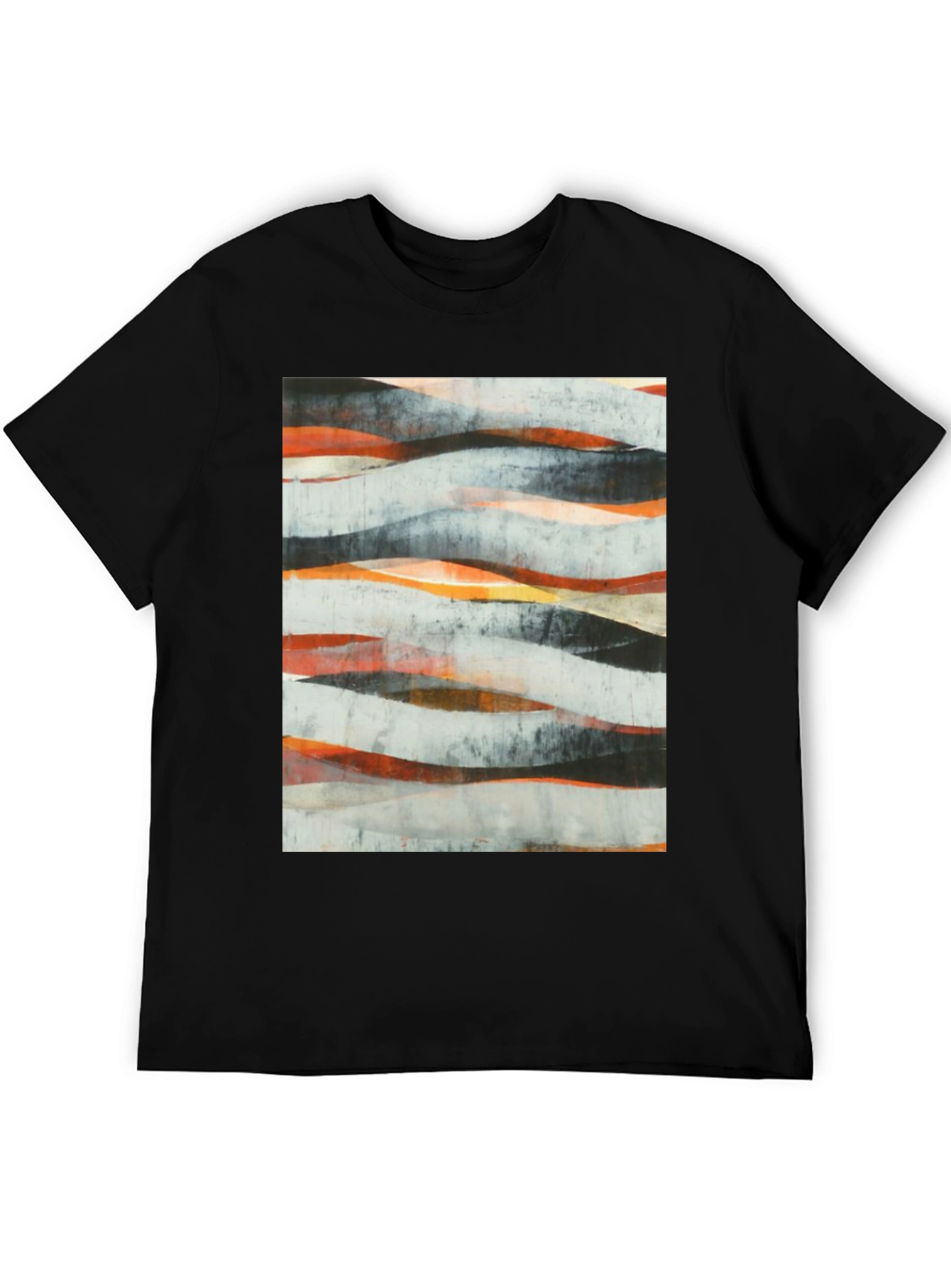Abstract Wave Art Black T-Shirt - Modern Graphic Tee