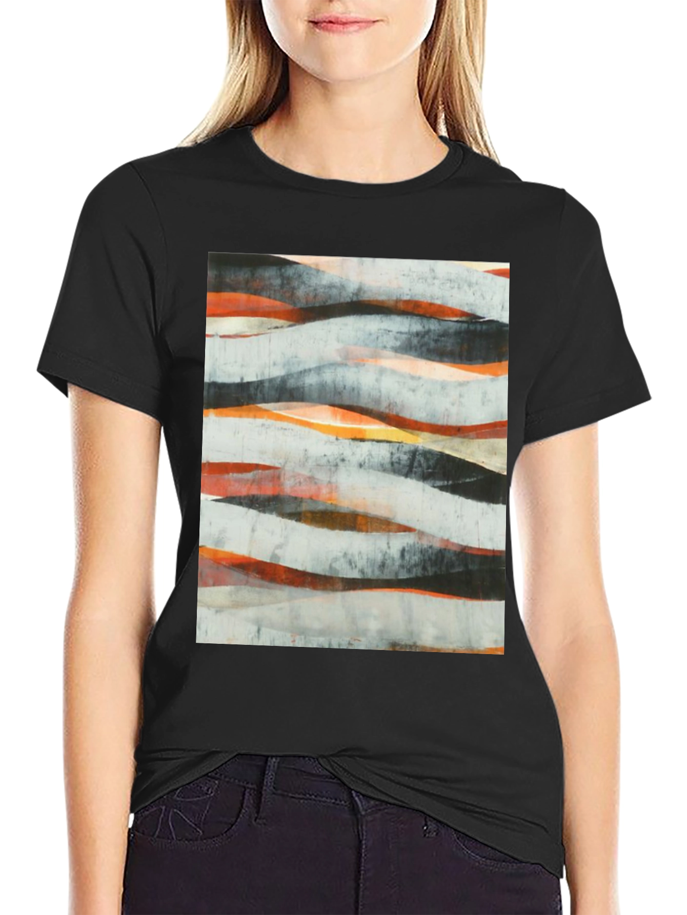 Abstract Wave Art Black T-Shirt - Modern Graphic Tee