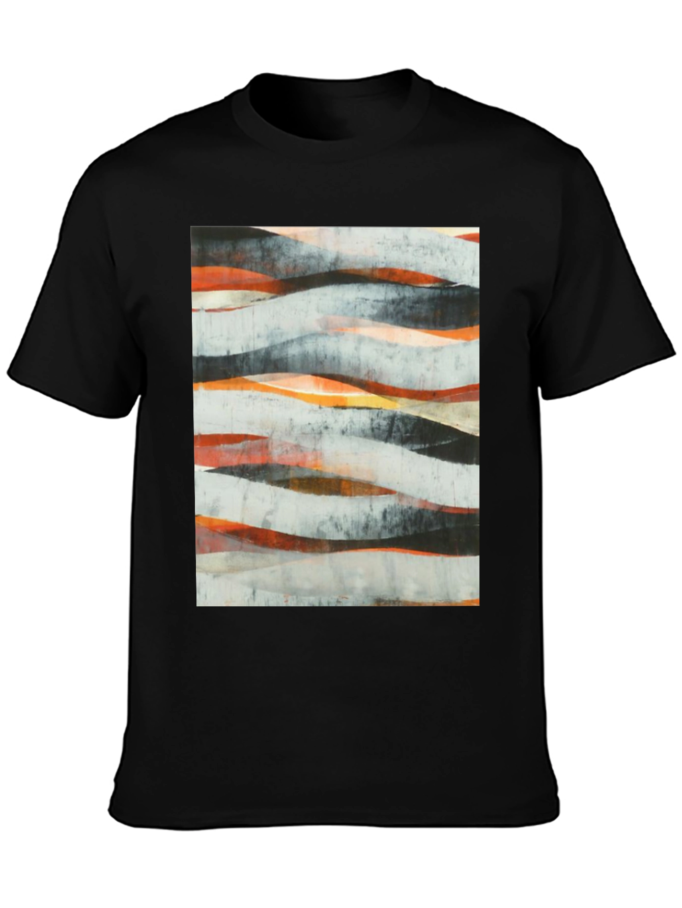 Abstract Wave Art Black T-Shirt - Modern Graphic Tee
