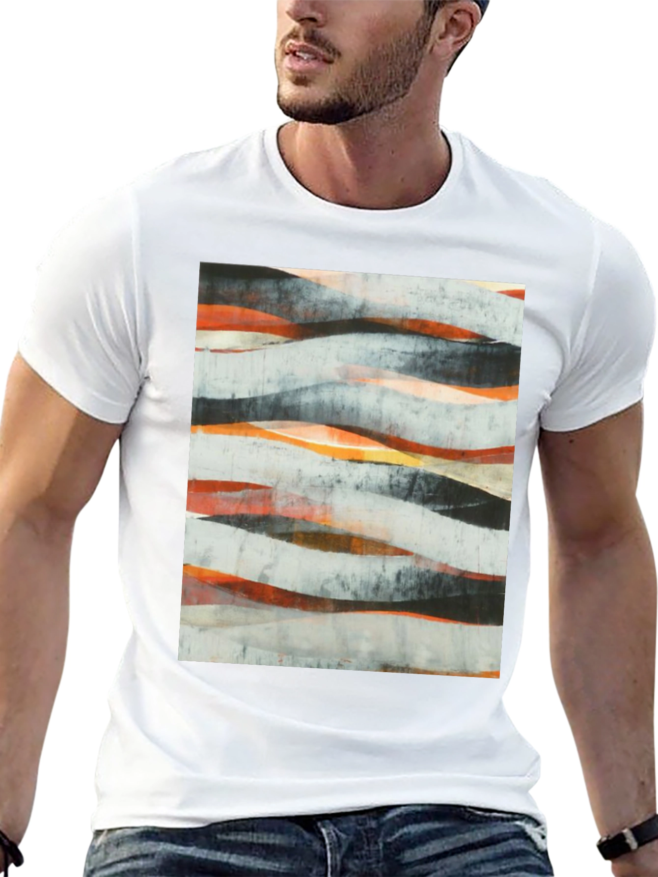 Abstract Wave Art Black T-Shirt - Modern Graphic Tee