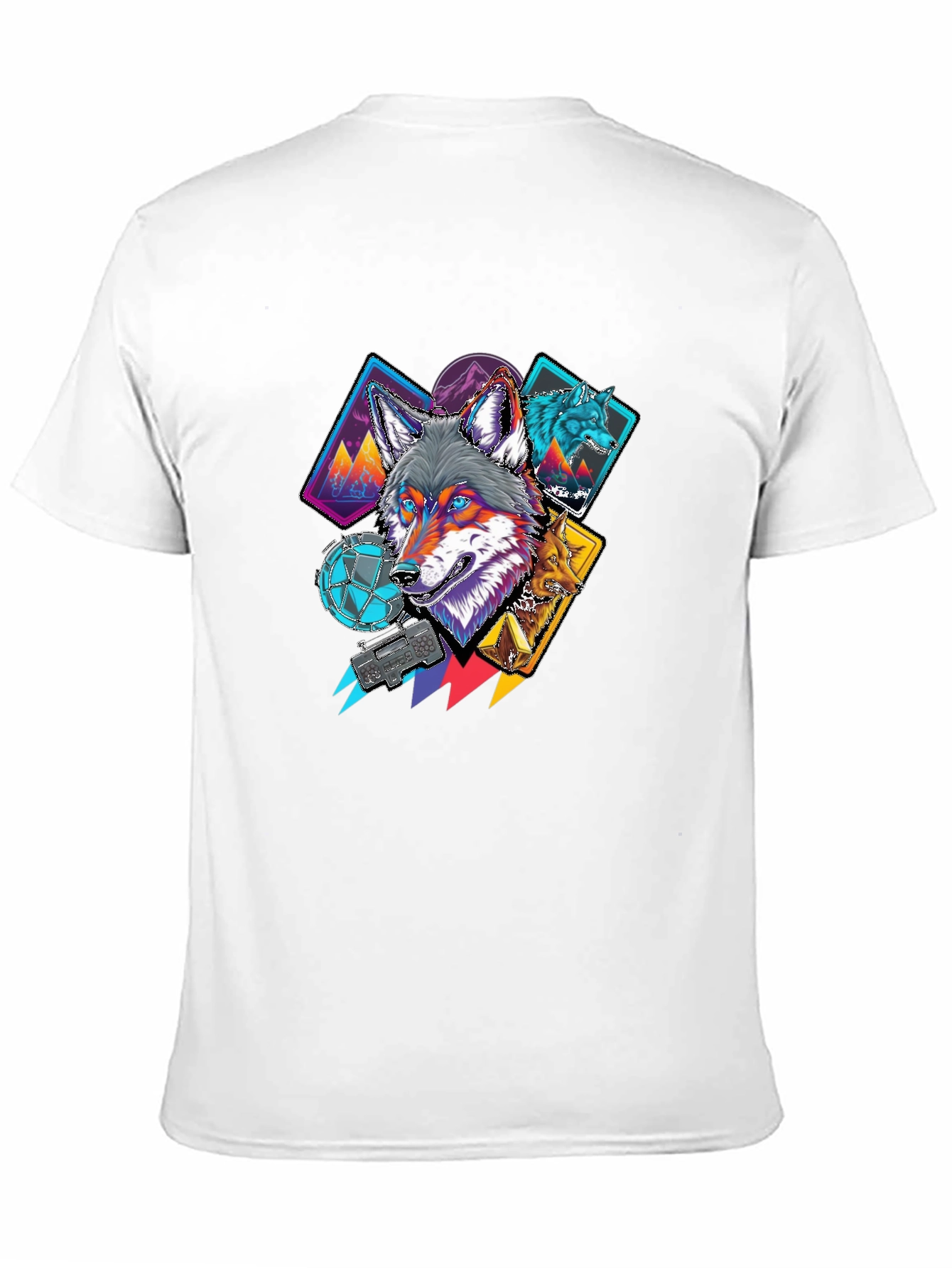 Wolf Graphic Tee - Cool Geometric Design