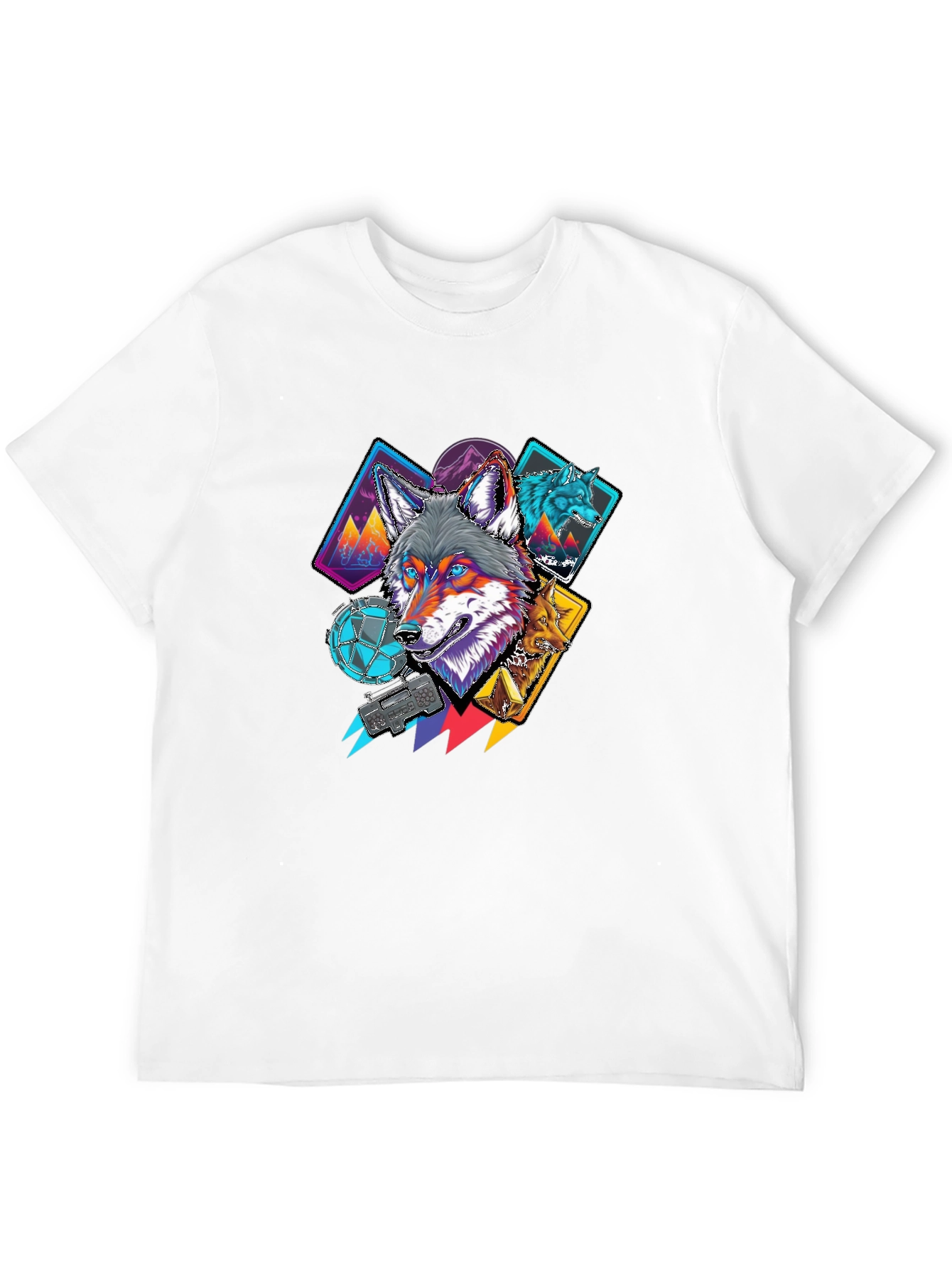 Wolf Graphic Tee - Cool Geometric Design