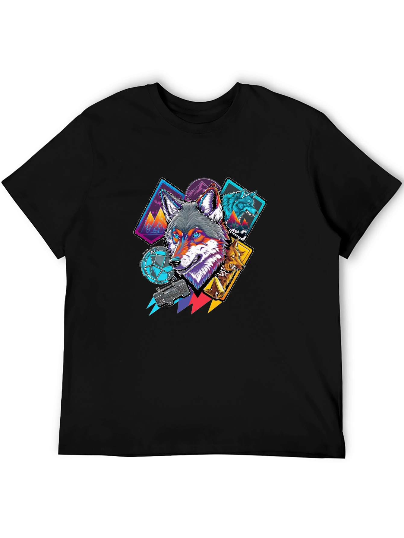 Wolf Graphic Tee - Cool Geometric Design