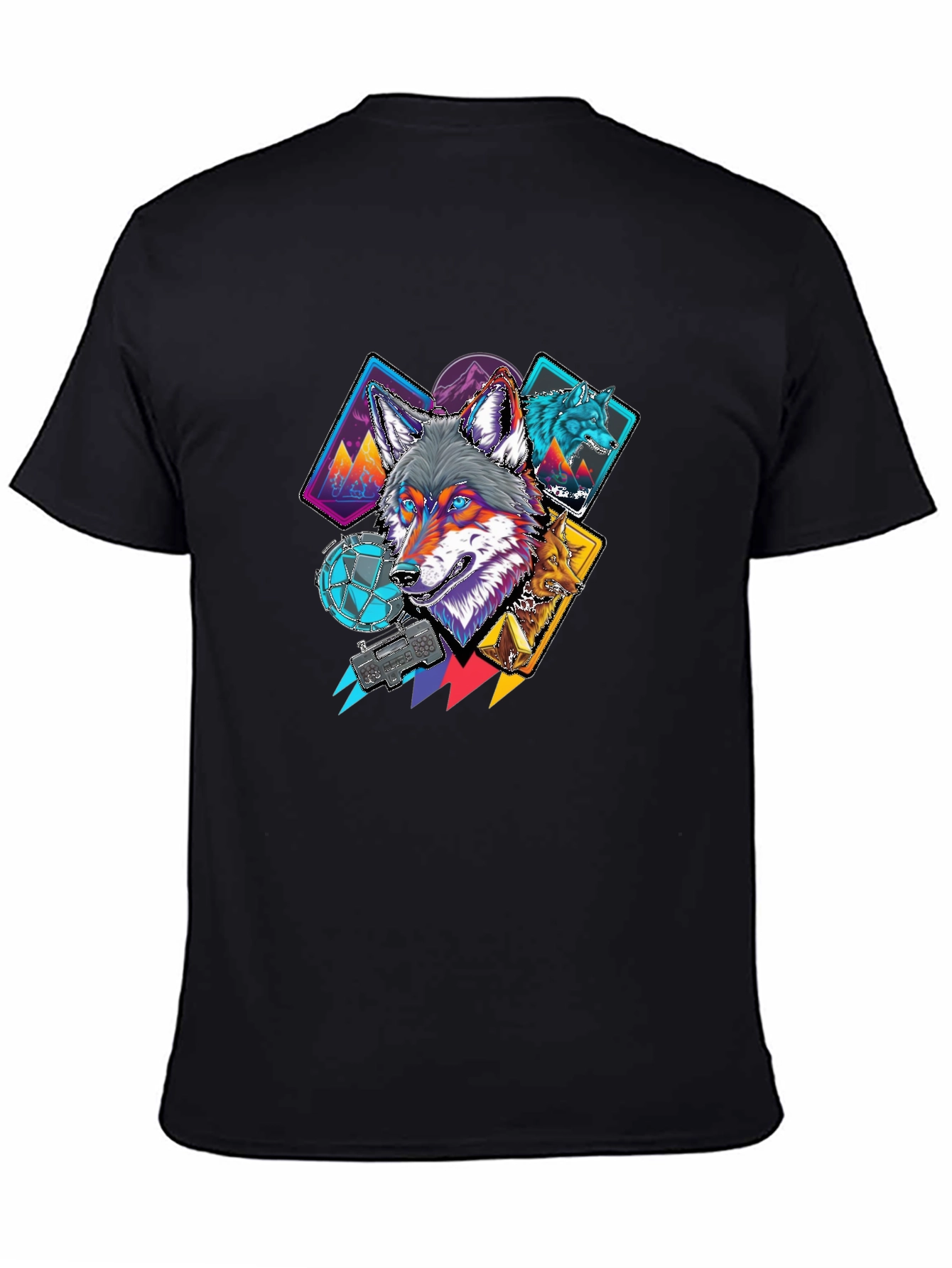 Wolf Graphic Tee - Cool Geometric Design