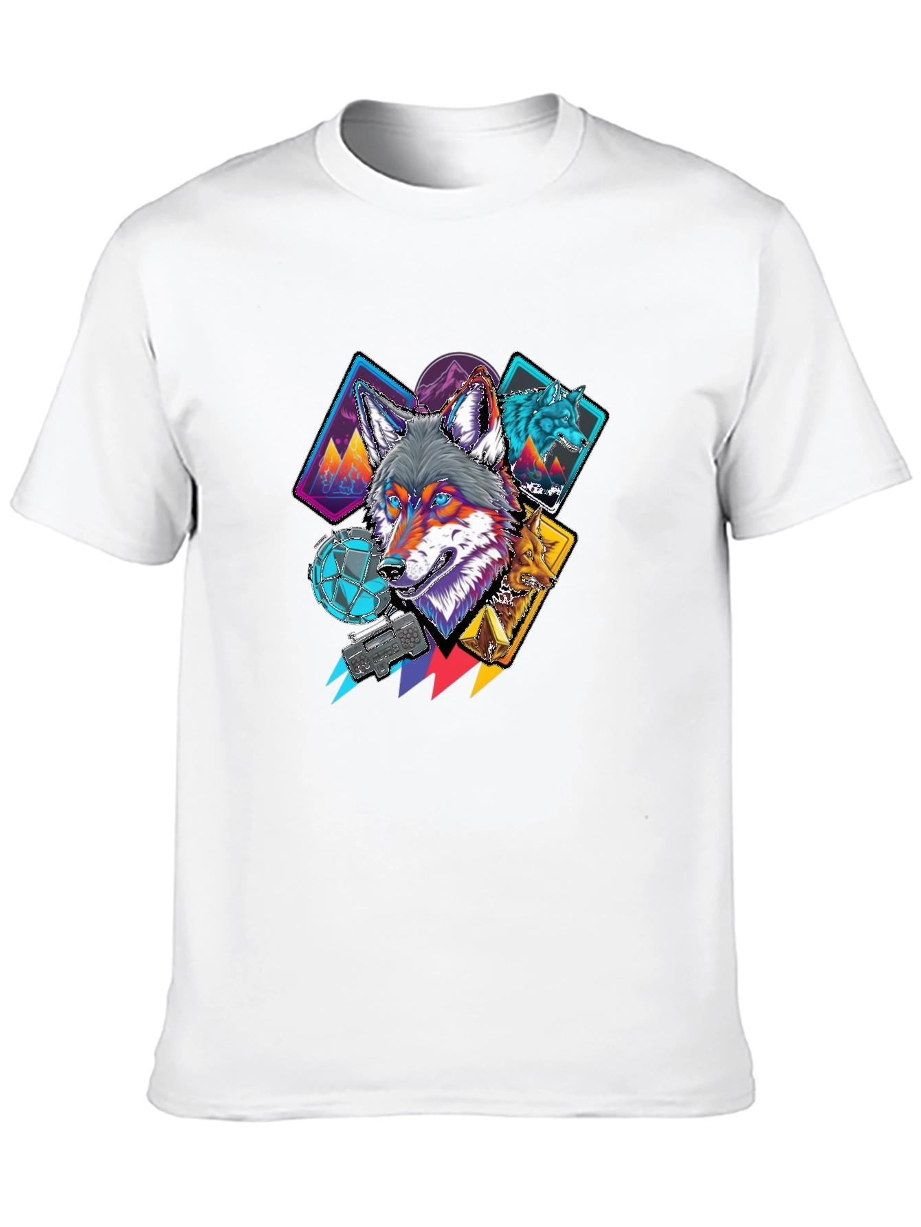 Wolf Graphic Tee - Cool Geometric Design