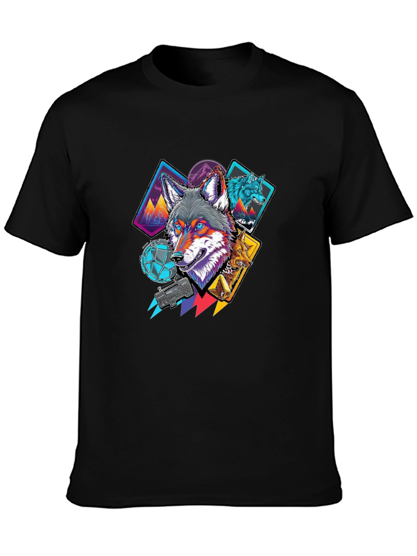Wolf Graphic Tee - Cool Geometric Design
