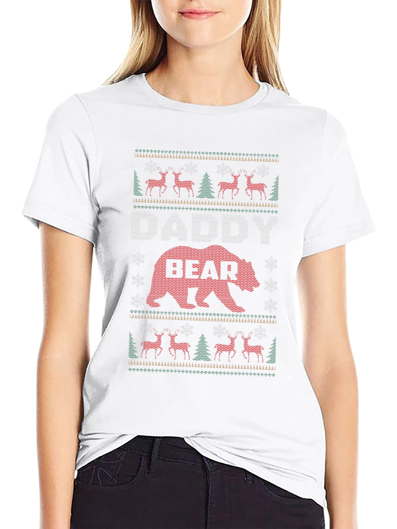 Daddy Bear Knitted Christmas T-Shirt