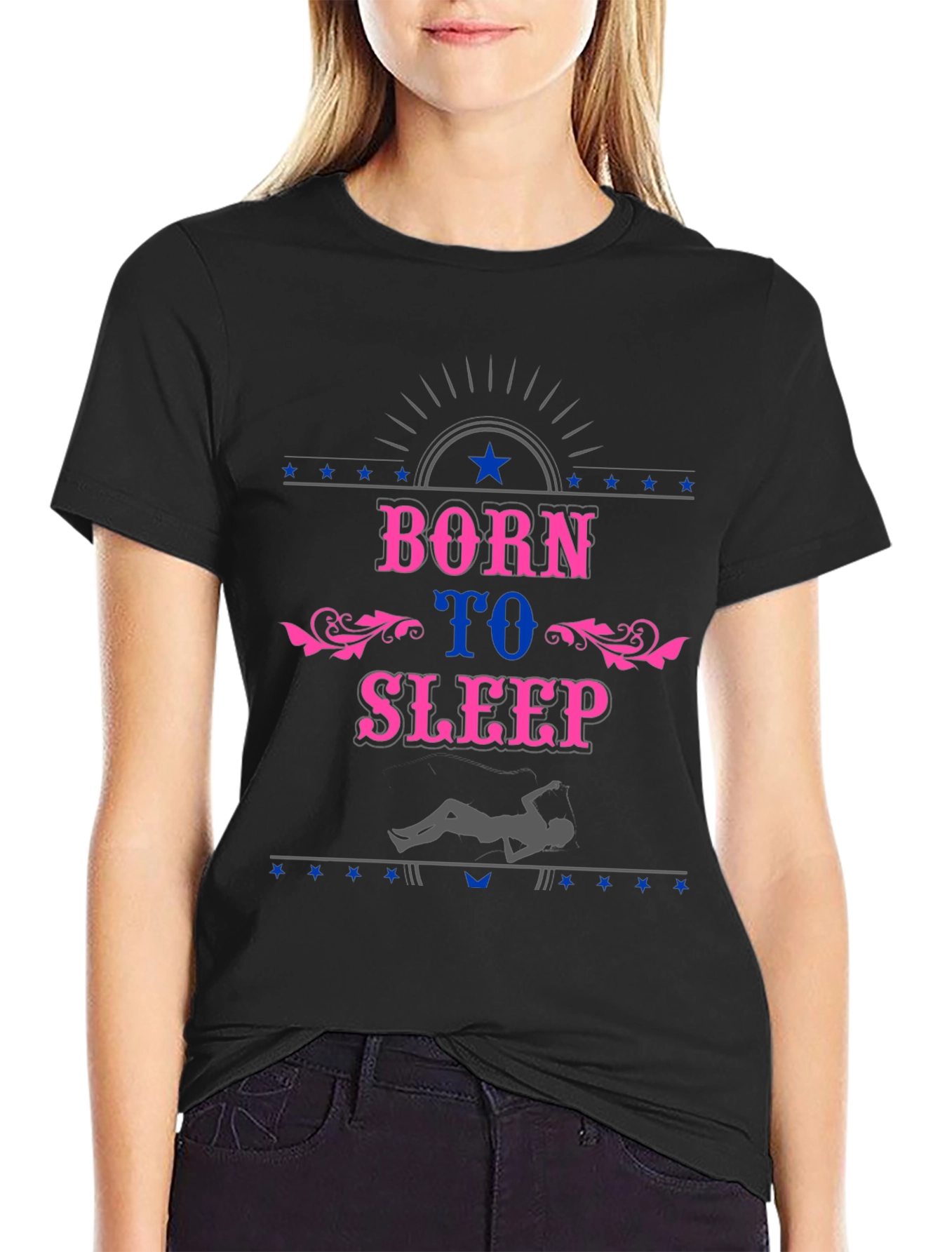 Born To Sleep Black Graphic T-Shirt