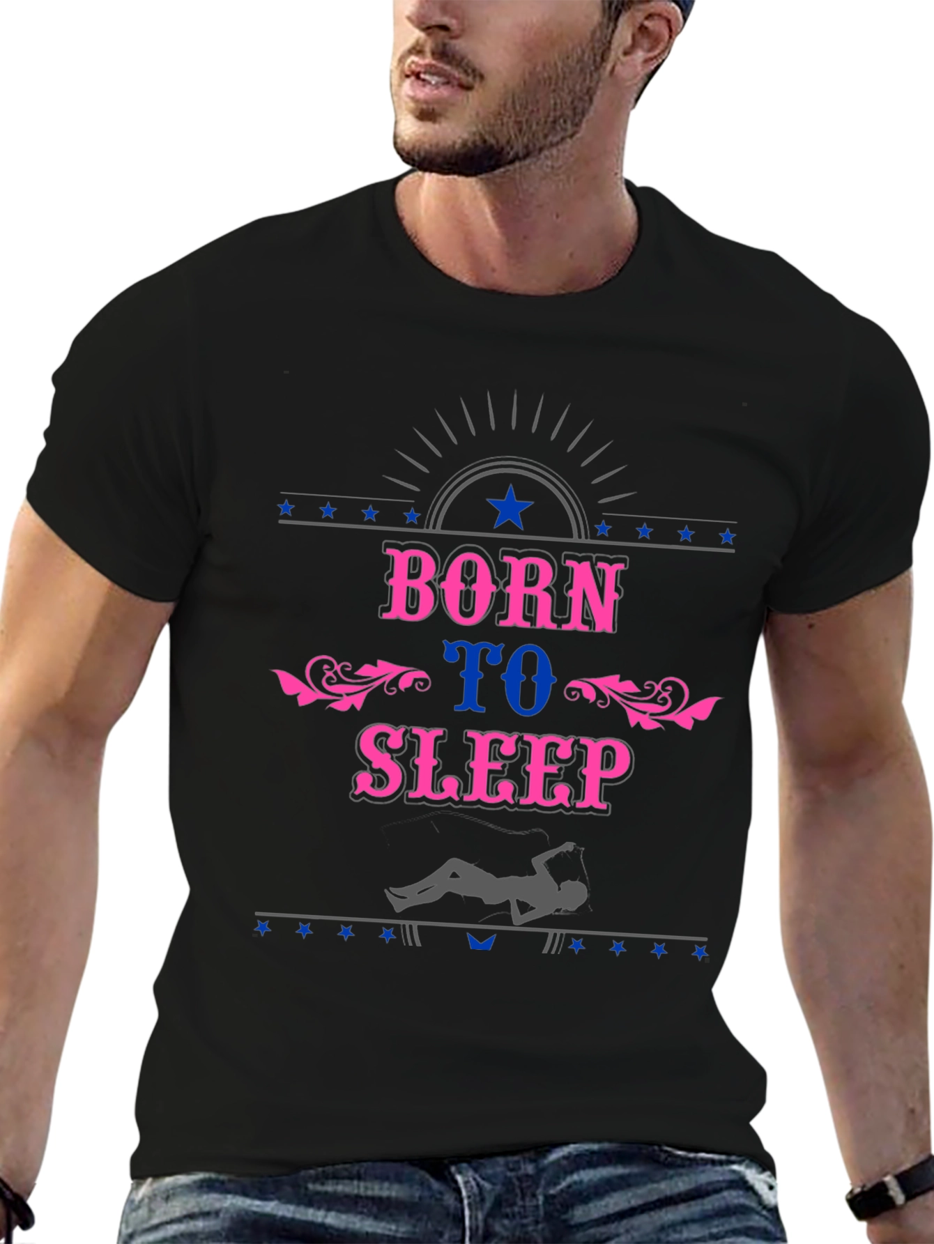 Born To Sleep Black Graphic T-Shirt