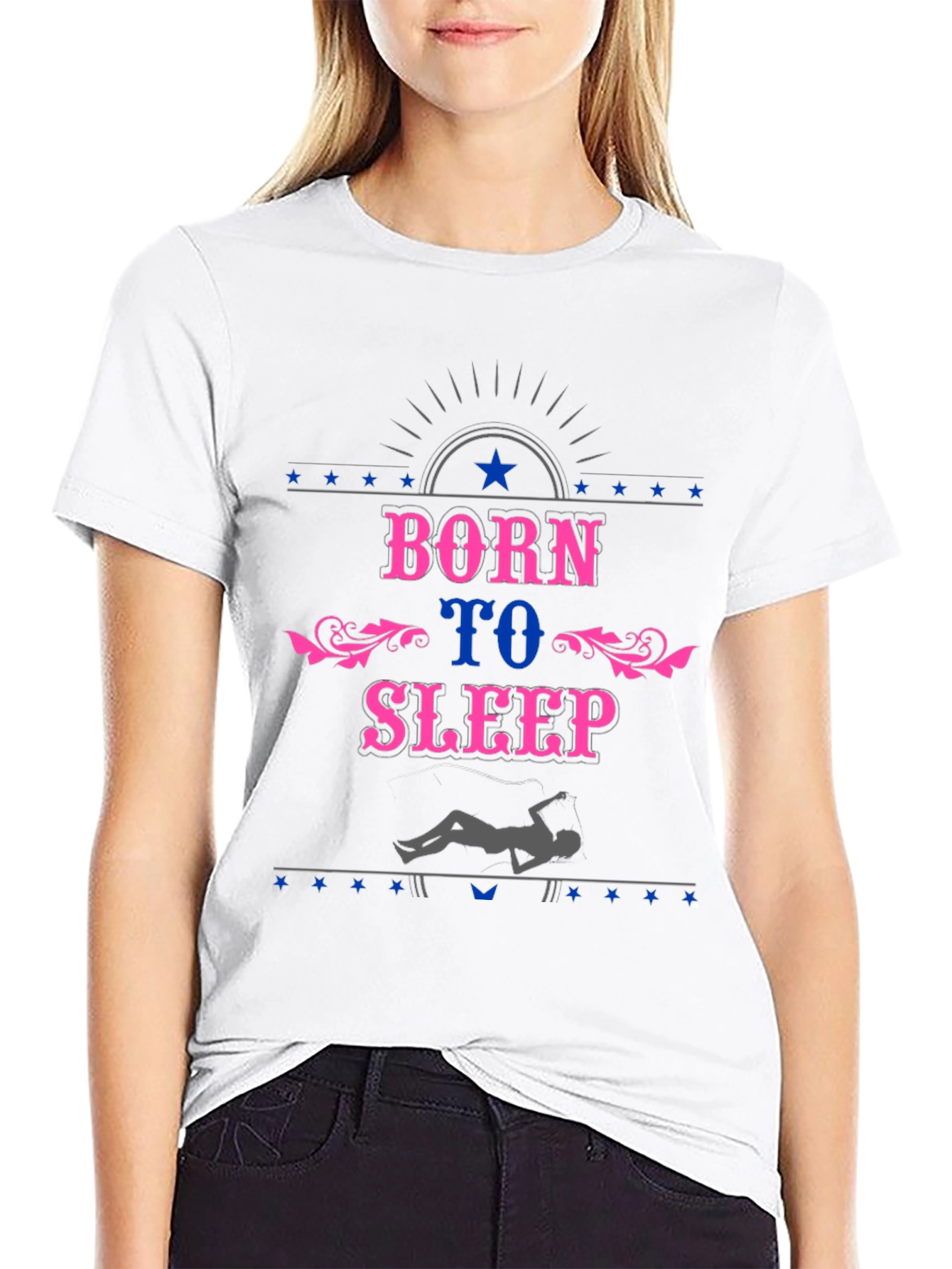 Born To Sleep Black Graphic T-Shirt