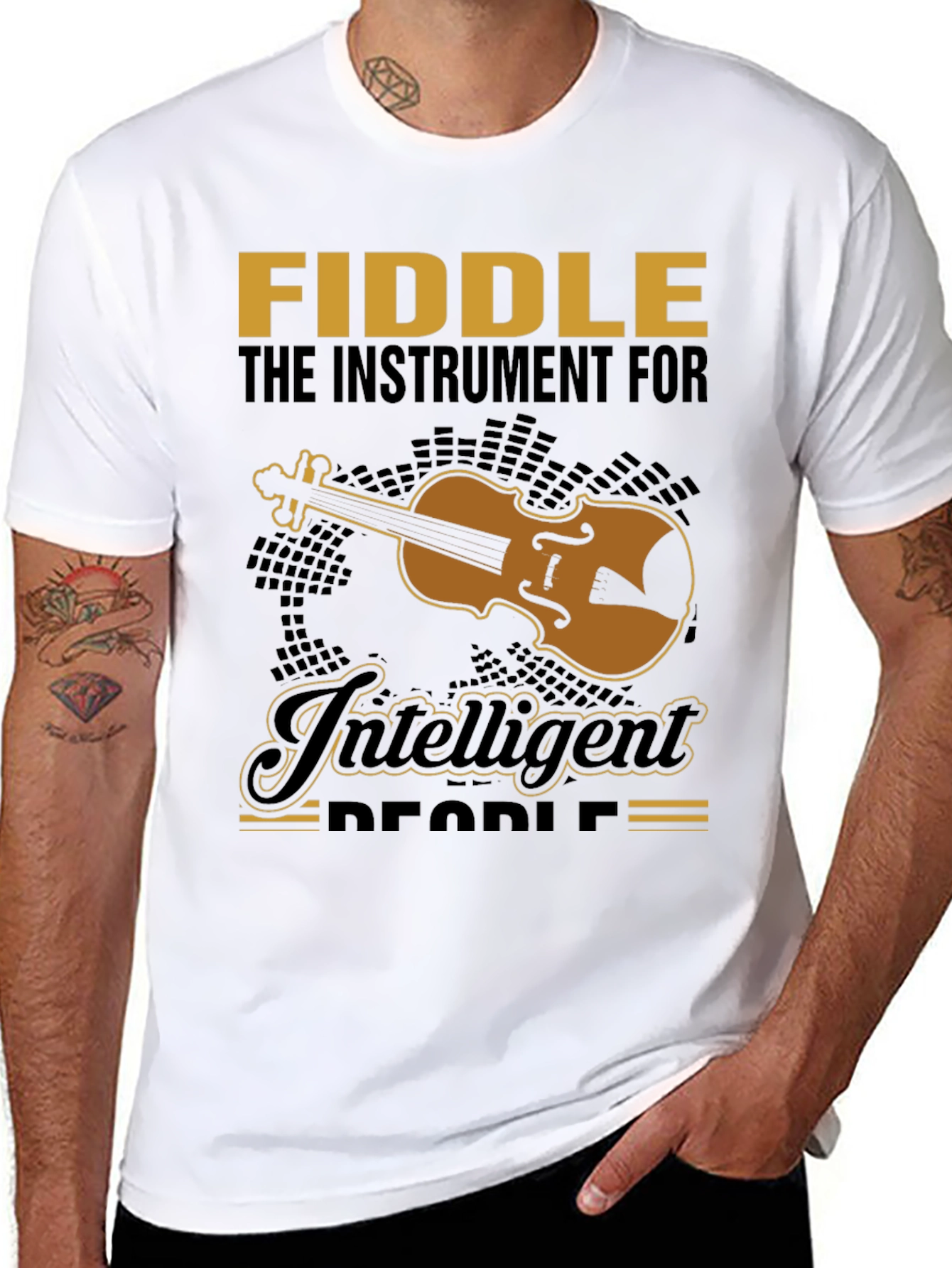 Fiddle Instrument Intelligent People Black T-Shirt