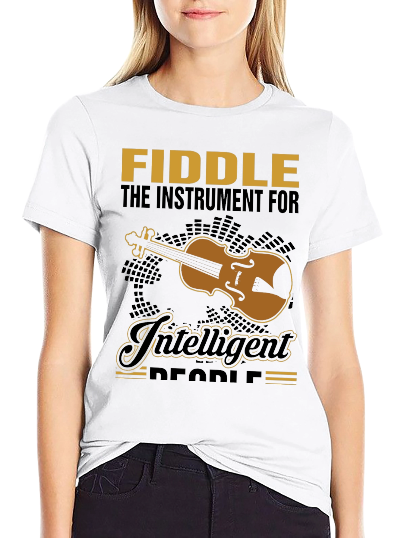 Fiddle Instrument Intelligent People Black T-Shirt