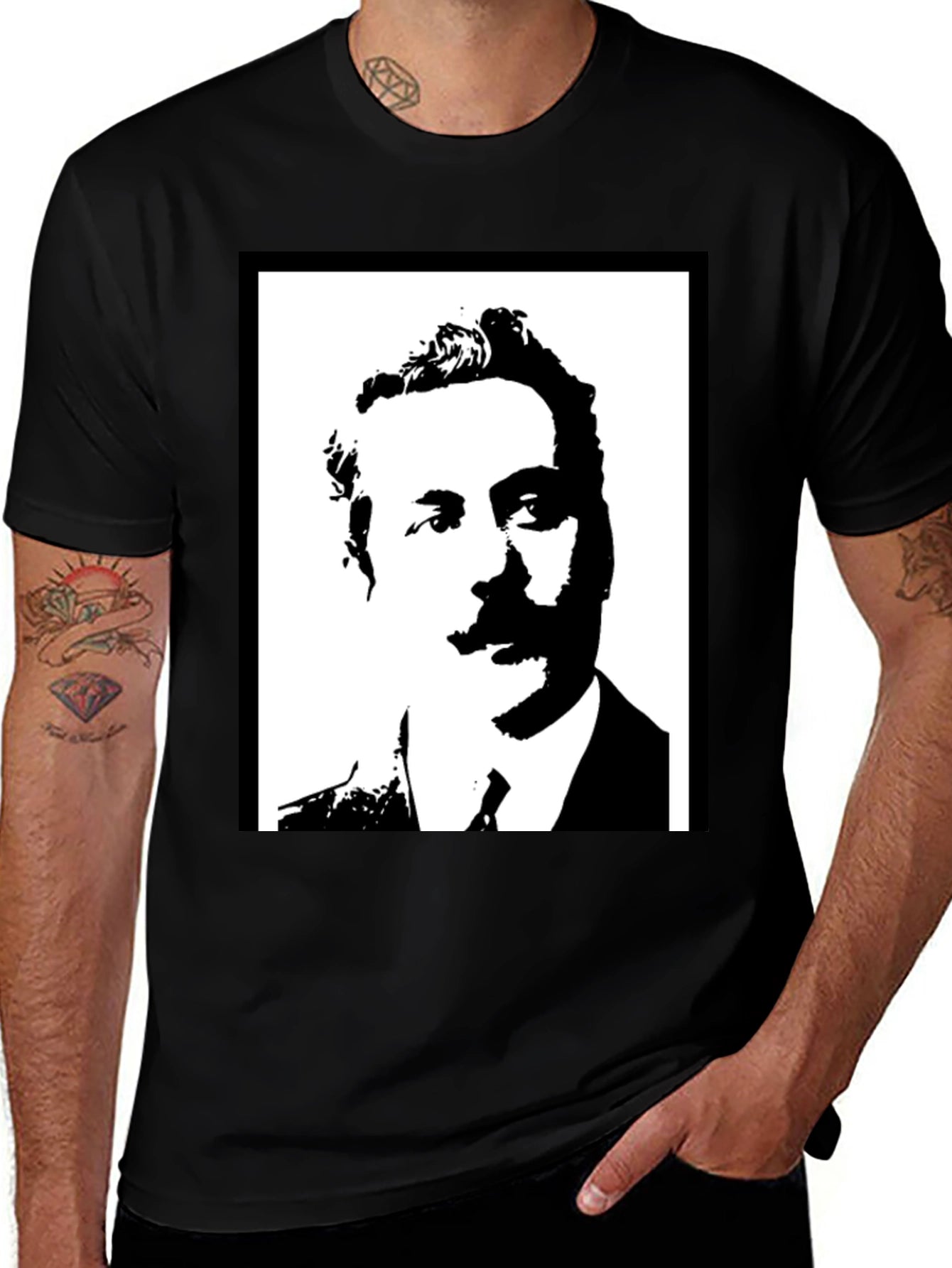 Portrait Graphic Tee - Black Casual T-Shirt