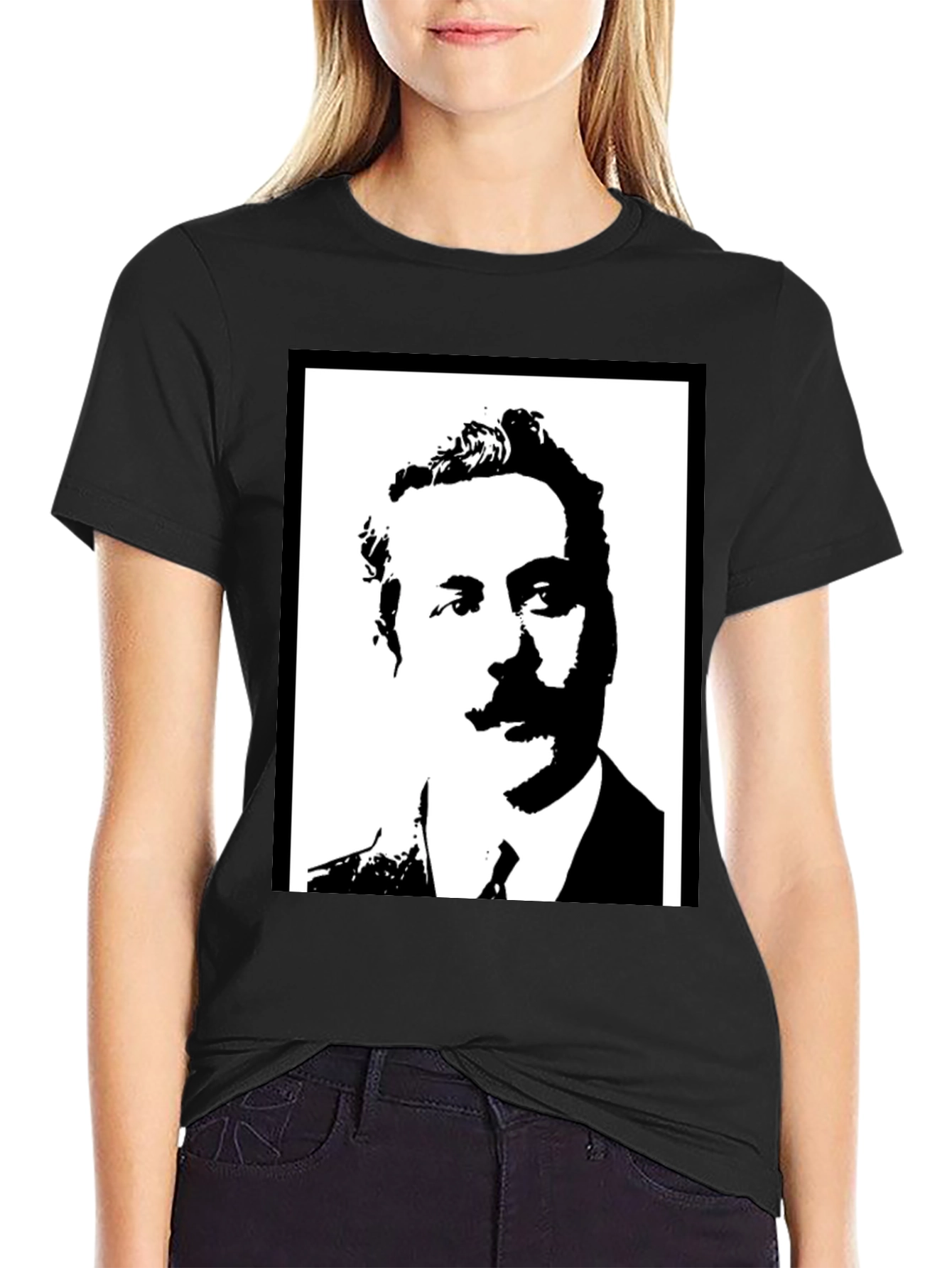 Portrait Graphic Tee - Black Casual T-Shirt